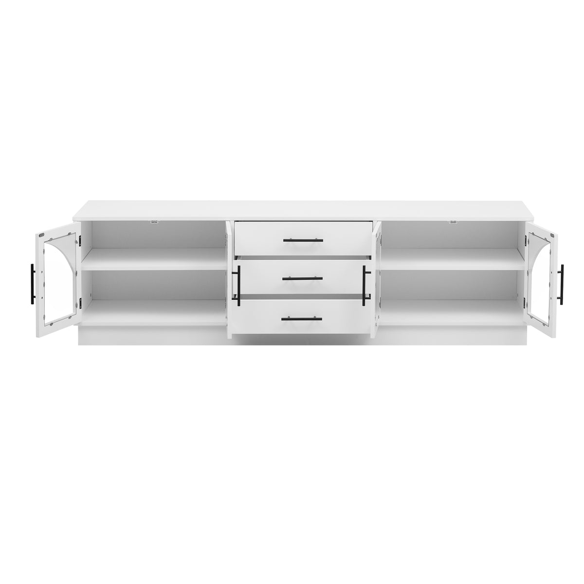variant-group:rf-n724p284467k|Roomfitters Modern Minimalist TV Stand for up to 75 Inch TV, Entertainment Console Cabinet with Adjustable Shelves, White