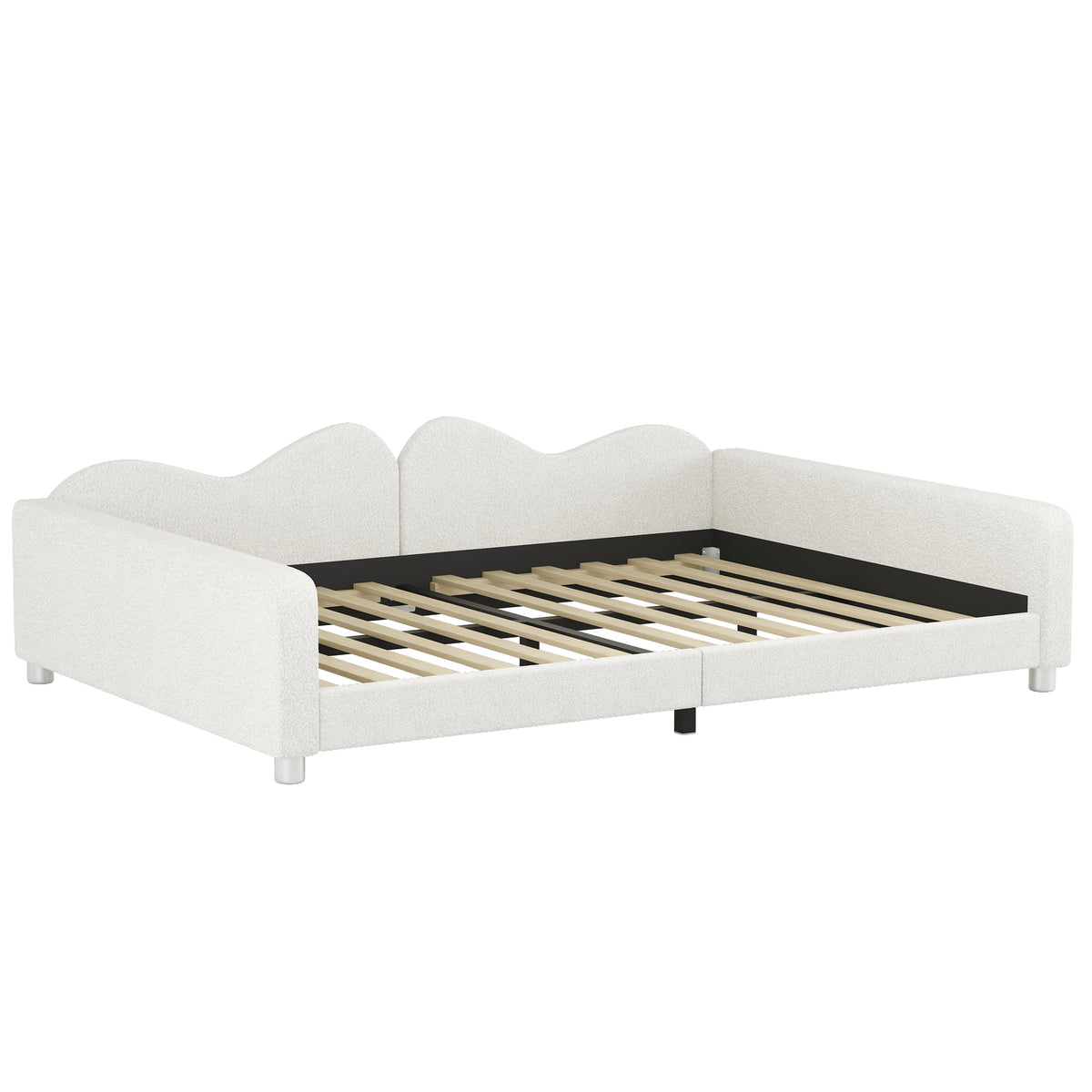 variant-group:rf-n733p234605k|Roomfitters Full Size Upholstered Daybed, Sherpa Fabric Sofa Bed with Cloud-Shaped Backrest, Sturdy and Stylish Design, No Box Spring Needed, White
