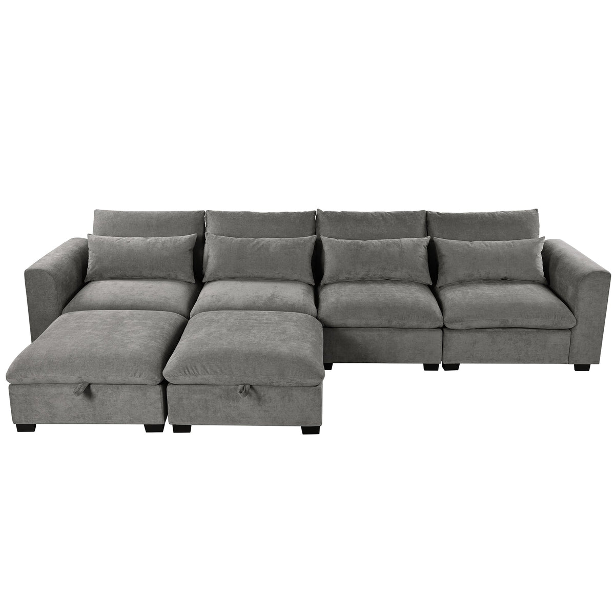 Roomfitters U-Shaped Modular Corner Sofa with Two Ottomans, Freely Transformable for Living Rooms, Studies, Home Theaters, Gray Roomfitters