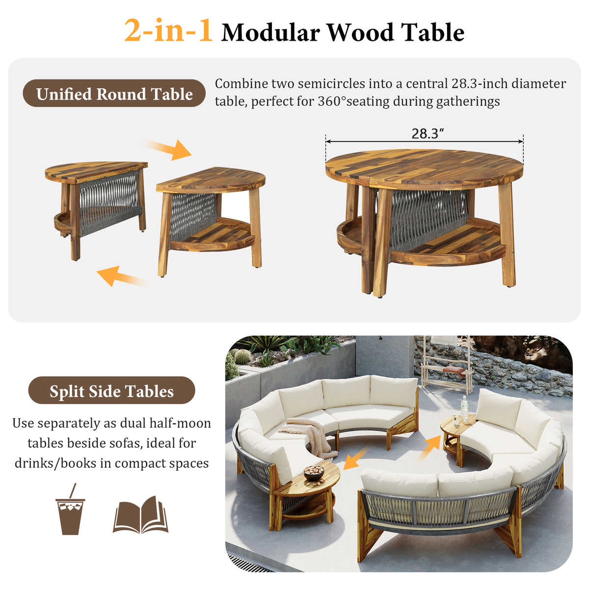 variant-group:rf-n711wy000468aaa|Roomfitters 3-Piece Outdoor Sofa Set for 6, Half-Moon Patio Conversation Set, Beige Cushions, Rope Woven Steel Sectional