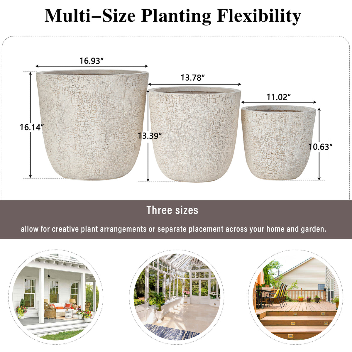 variant-group:rf-n711p406660a|Roomfitters Lightweight MGO Planter Set of 3, Round Weather Resistant Outdoor Indoor Flower Pots for Garden Patio, Beige