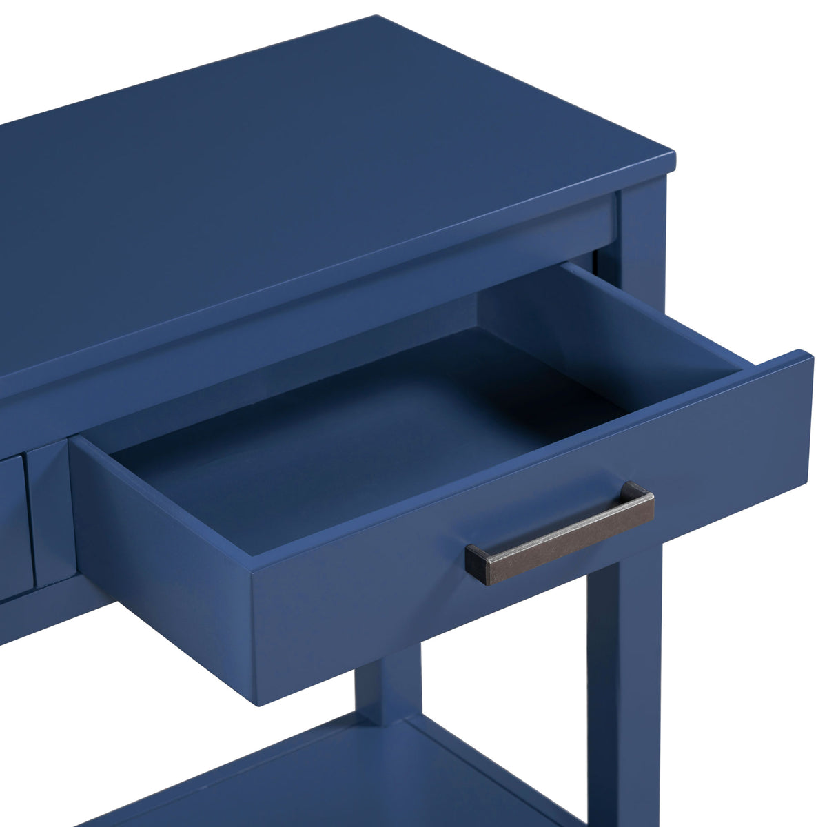 variant-group:rf-n711p410445v|Roomfitters 59.1" Farmhouse Entryway Table with 3 Drawers, Slim Console Sofa Table with Open Shelf for Hallway, Navy Blue