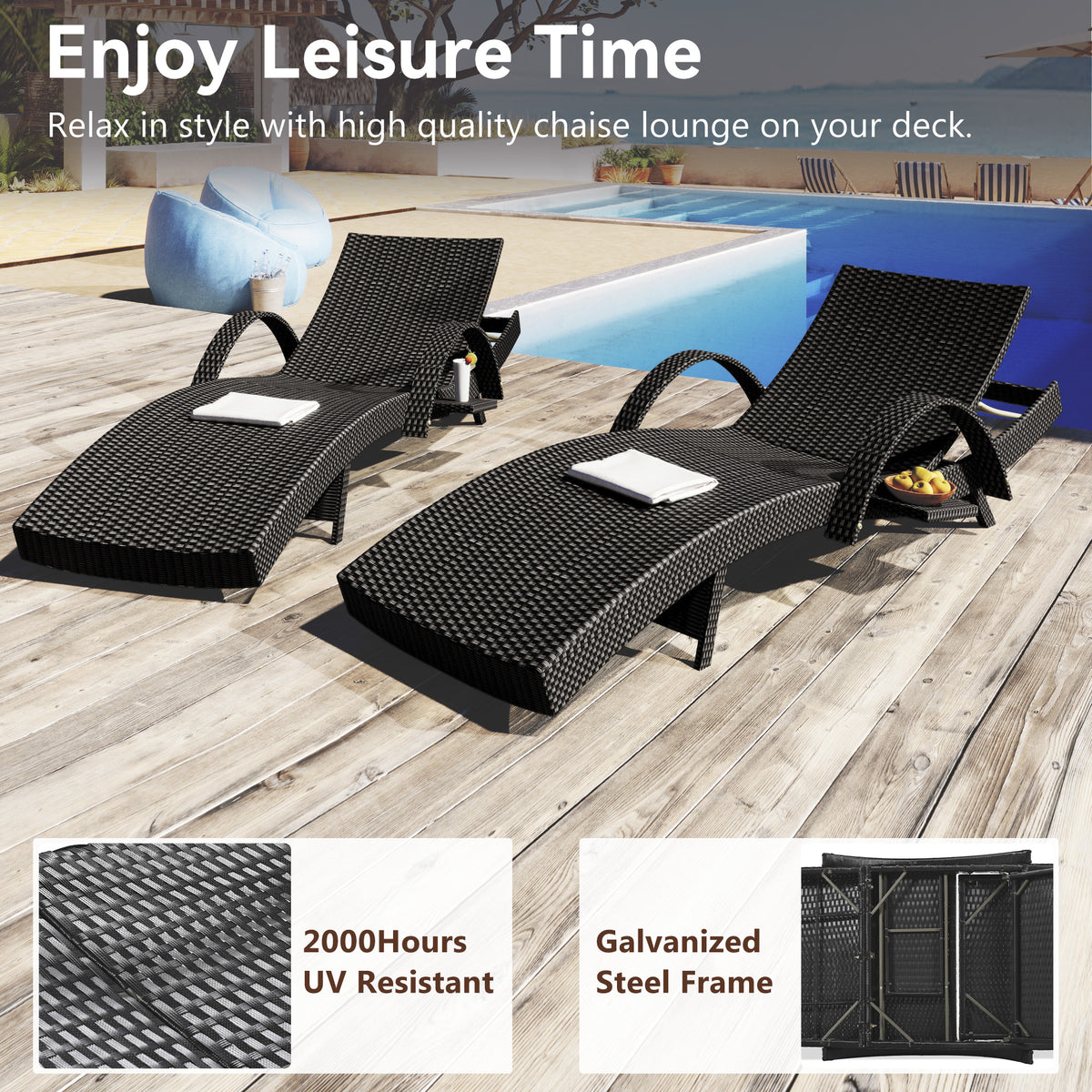 variant-group:rf-n707wf321204aab|Roomfitters 80" Outdoor Wicker Chaise Lounge Chairs, Set of 2, Reclining Patio Chairs with Pull-Out Table, Black