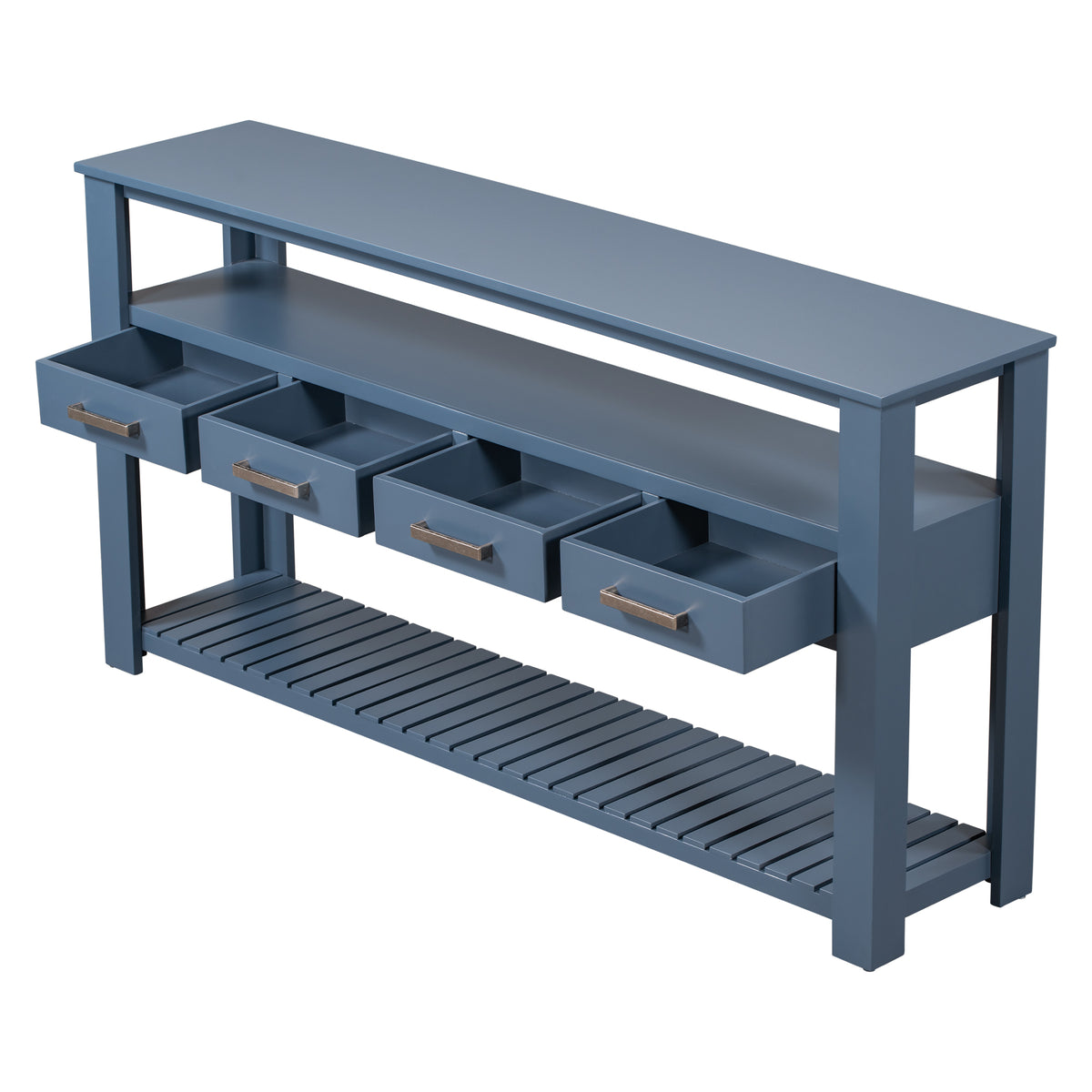 variant-group:rf-n711p410406v|Roomfitters 61.5" Entryway Table with 4 Drawers, 3-Tier Console Sofa Table with Open Shelves for Hallway, Navy Blue