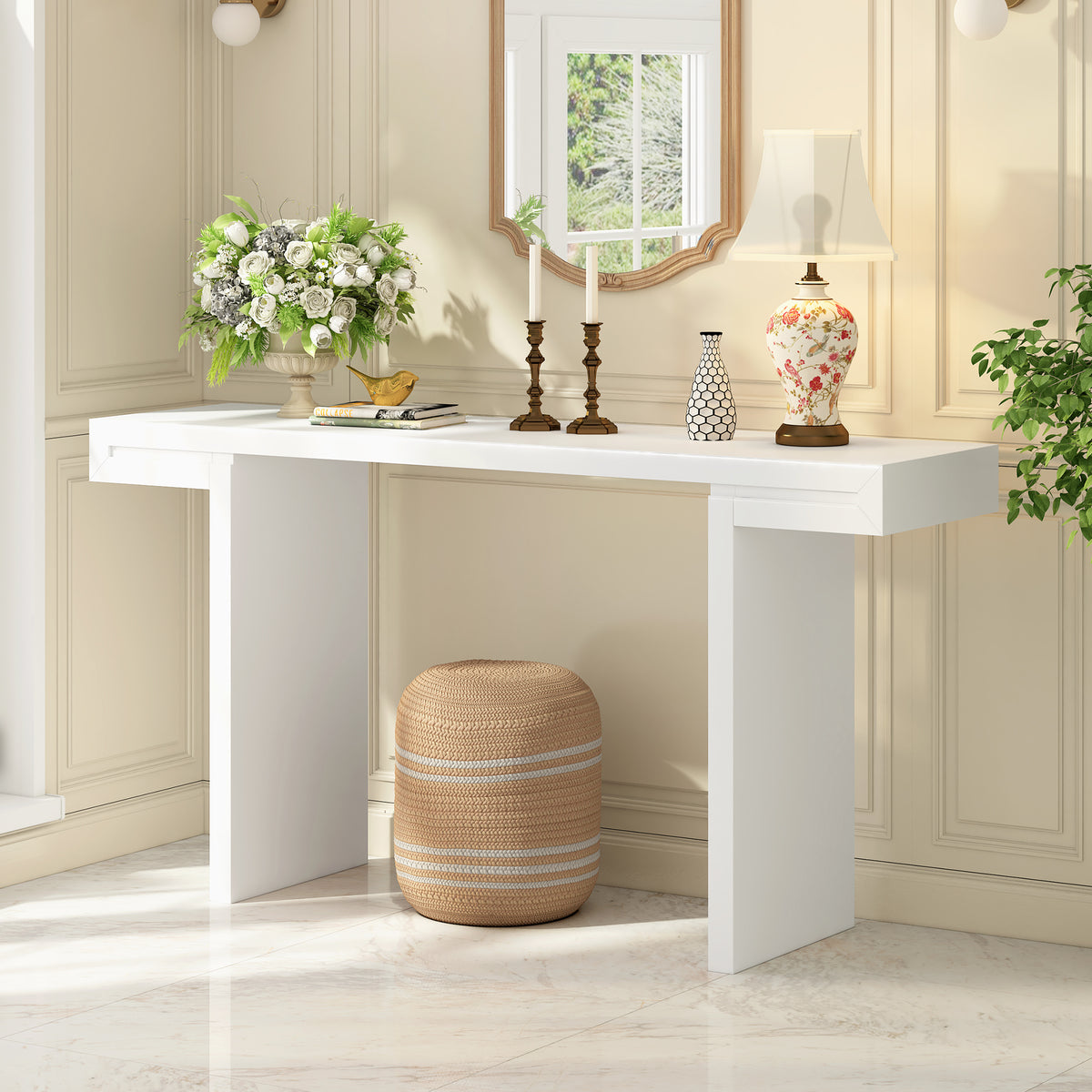 variant-group:rf-n711p303209k|Roomfitters 60" Modern Minimalist Console Table, Slim Entryway Sofa Table for Hallway and Living Room Decor, White