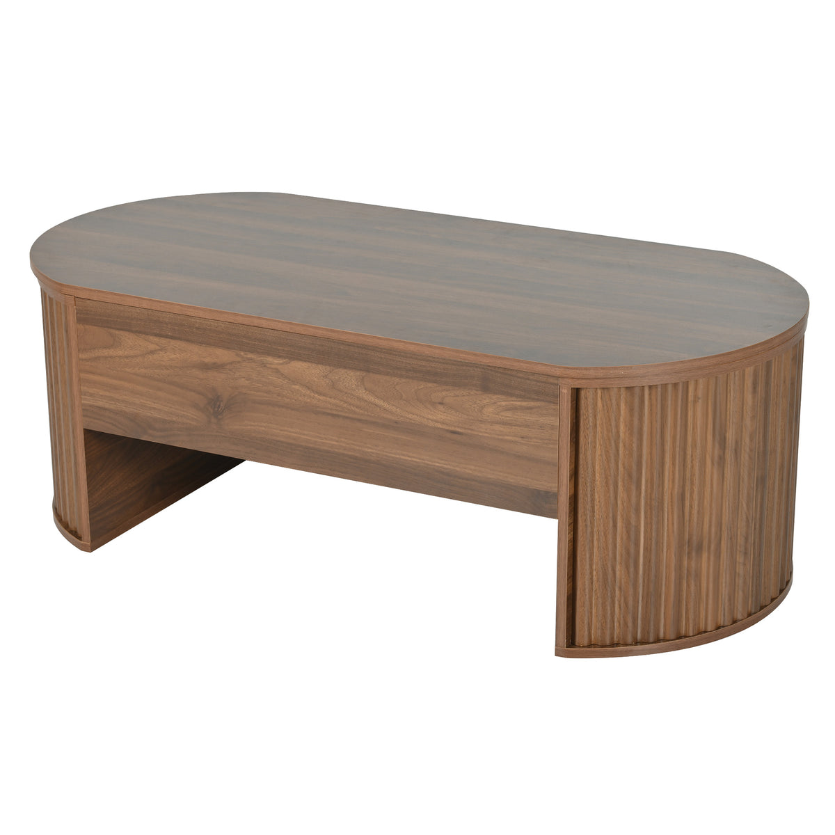 variant-group:rf-n724p308481d|Roomfitters Oval Lift-Top Coffee Table with Hidden Compartment, Wooden Center Table with Storage, Modern Design, Brown