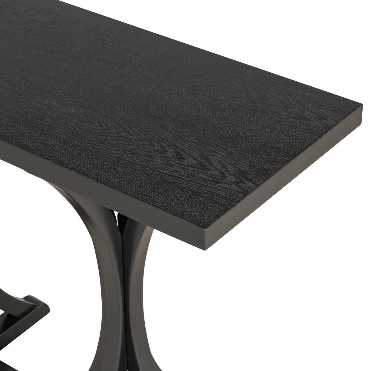 variant-group:rf-n711p295300b|Roomfitters 59.8" Console Table with Oak Veneer Top, Modern Arched Leg Entryway Sofa Table for Hallway & Living Room, Black