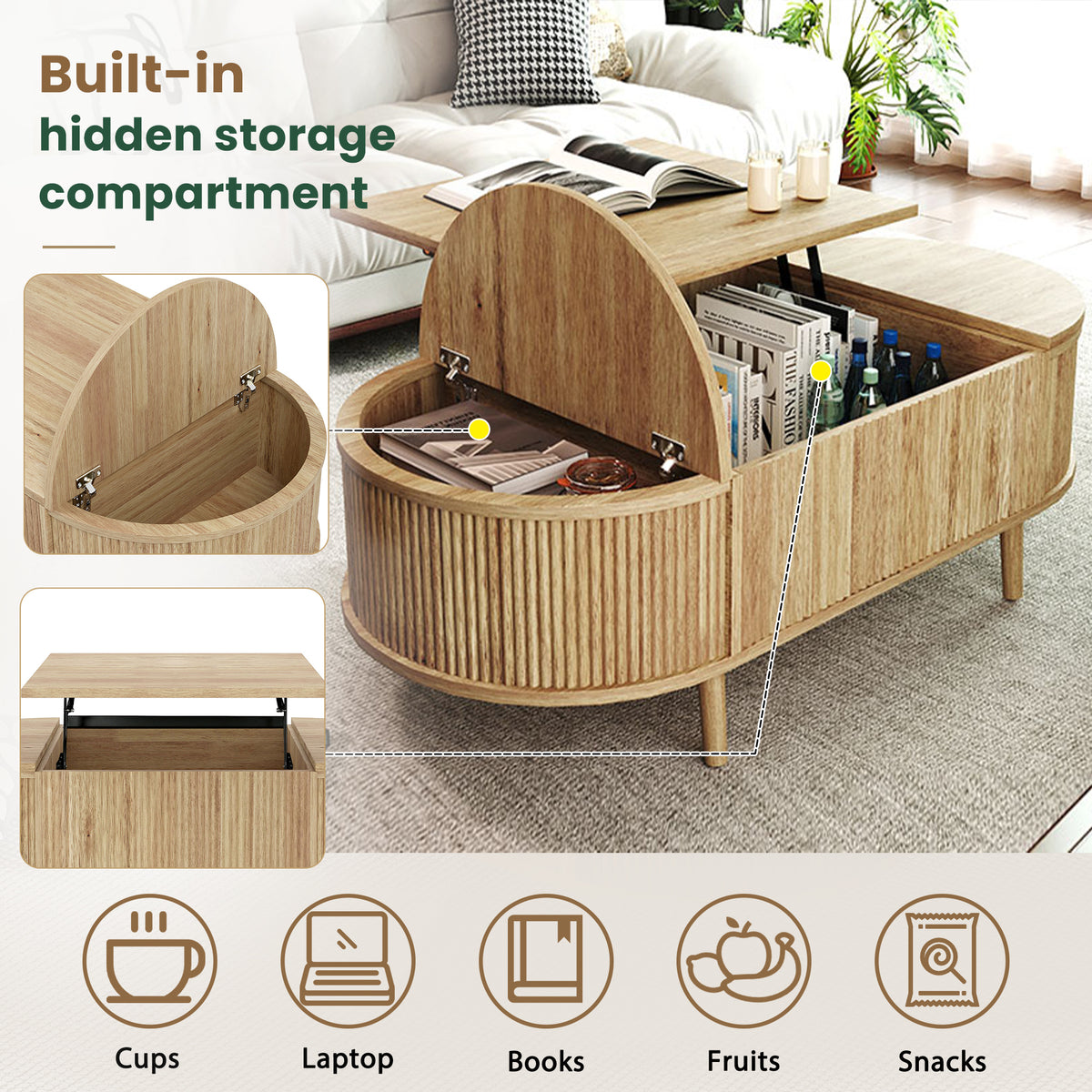 variant-group:rf-n724p416050d|Roomfitters Minimalist Oval Lift-Top Coffee Table with Wood Wave Grain Finish, Acacia Wood
