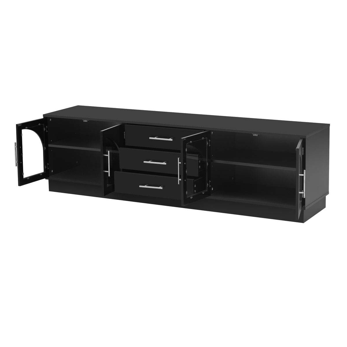 variant-group:rf-n724p284467b|Roomfitters Modern Minimalist TV Stand for up to 75 Inch TV, Entertainment Console Cabinet with Adjustable Shelves, Black