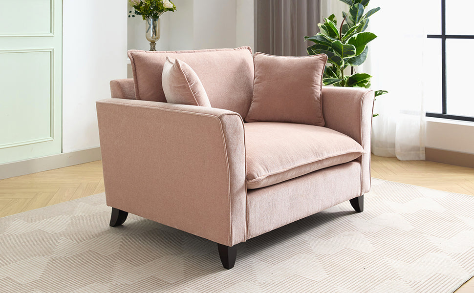 variant-group:rf-n701p379404p|Roomfitters 46.3 Inch Oversized Armchair, Chenille Comfy Accent Chair and a Half Sofa, Rubberwood Legs Pillow, Pink