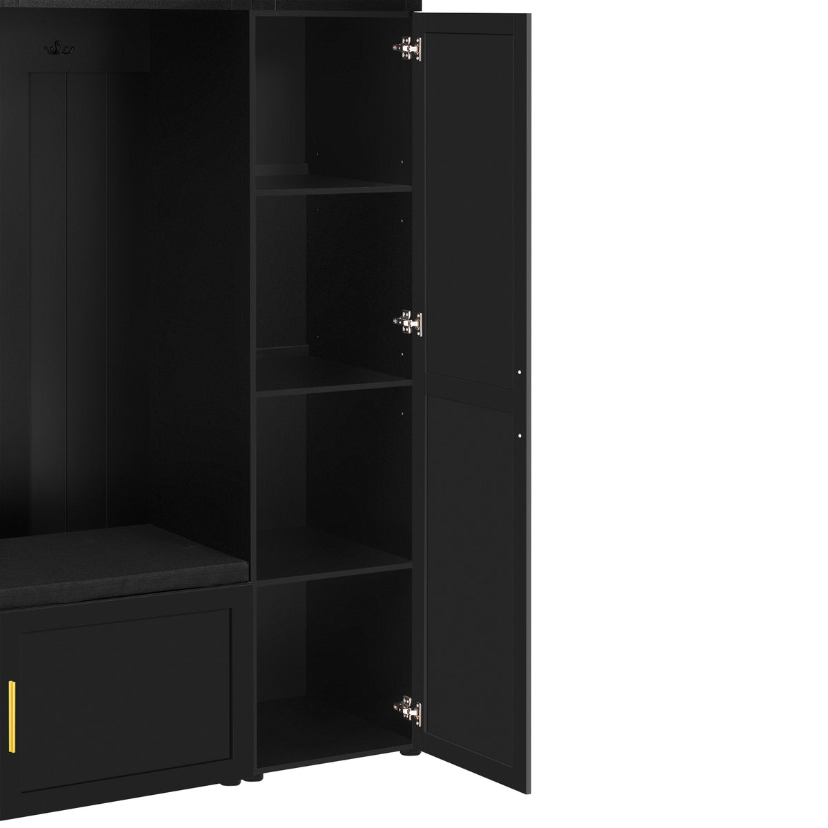 variant-group:rf-n724sj000166aab|Roomfitters American Style 4-in-1 Hall Tree, Upholstered Entryway Bench, Antique Black