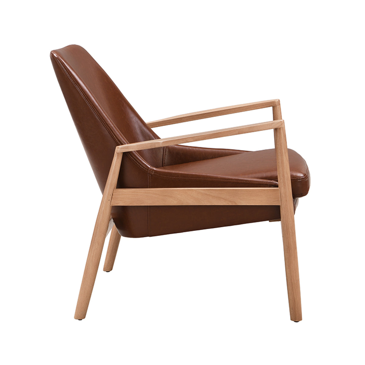 variant-group:rf-n724sj000145aad|Roomfitters PU Leather Mid-Century Accent Chairs with Solid Wood Frame and High Backrest, Set of 2, Brown