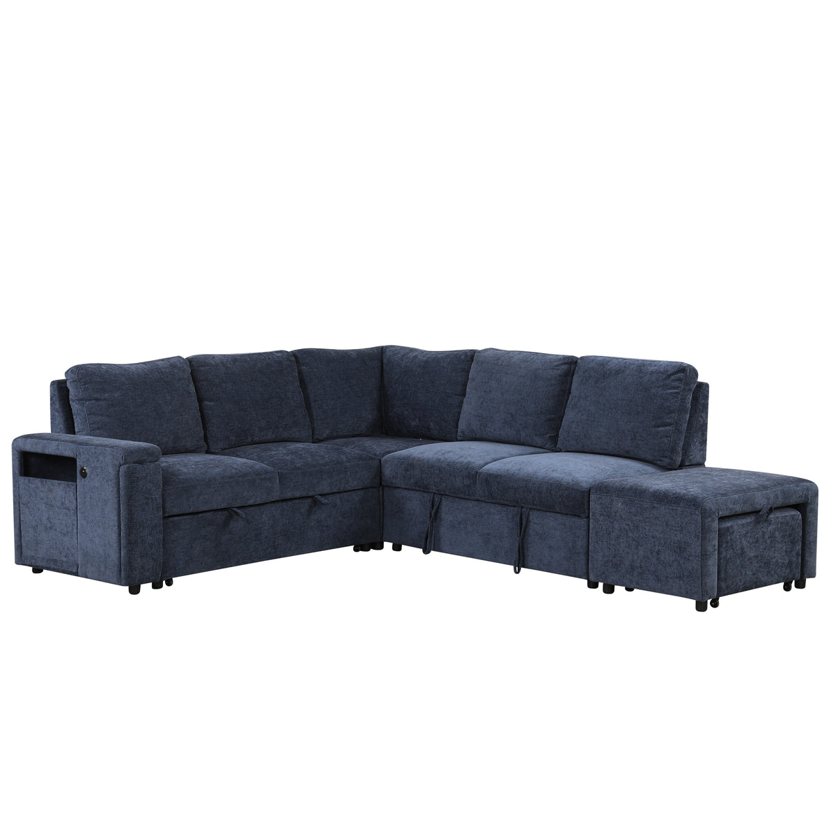 variant-group:rf-n711wy000390aac|Roomfitters L-Shaped Padded Modular Sofa with Storage Space, USB Ports, and Cup Holders on the Armrests, Suitable for Living Rooms, Offices, and Apartments, Blue