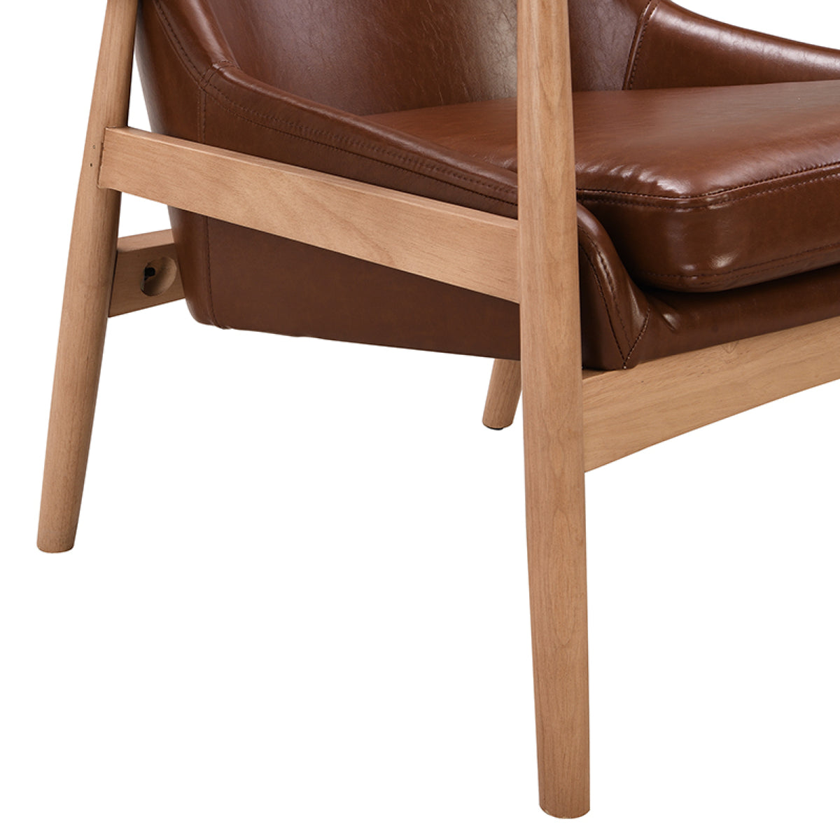 variant-group:rf-n724sj000145aad|Roomfitters PU Leather Mid-Century Accent Chairs with Solid Wood Frame and High Backrest, Set of 2, Brown