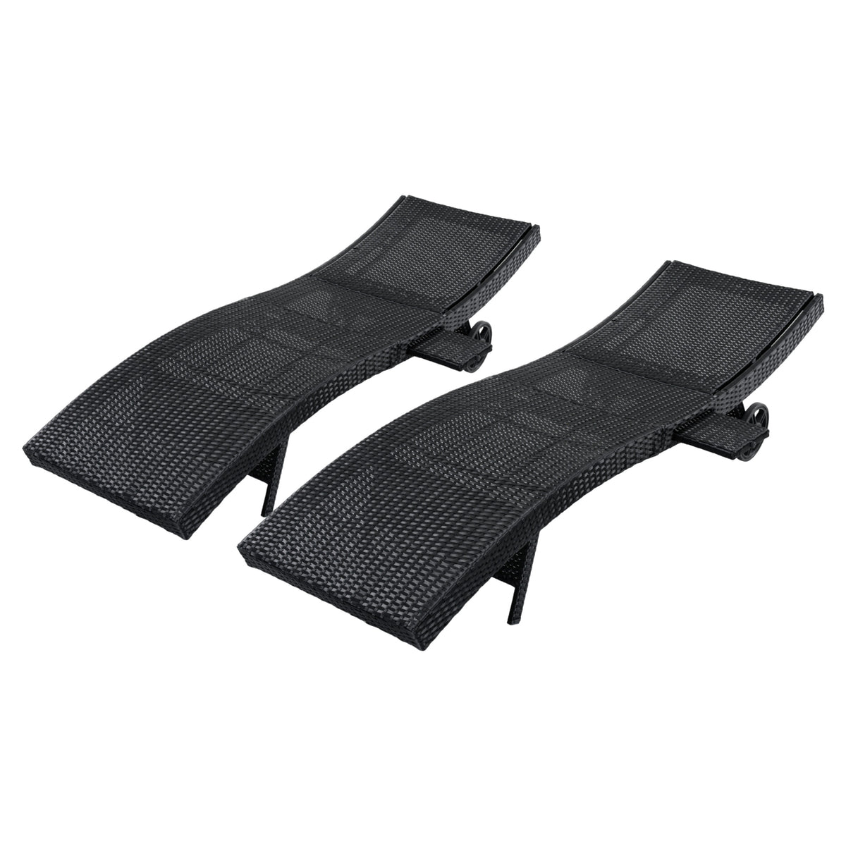 variant-group:rf-n707p395515b|Roomfitters 80"W Patio Chaise Lounge Chairs Set of 2 with Wheels, Folding Table, Adjustable Rattan Loungers, Black