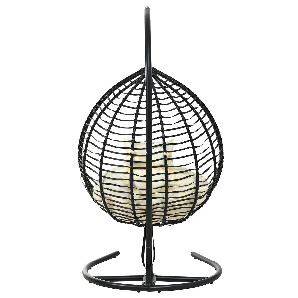 variant-group:rf-n711p389502a|Roomfitters Indoor Outdoor Hanging Egg Hammock Chair with Stand, Wicker Rattan Swing for Patio and Bedroom, Black+Beige
