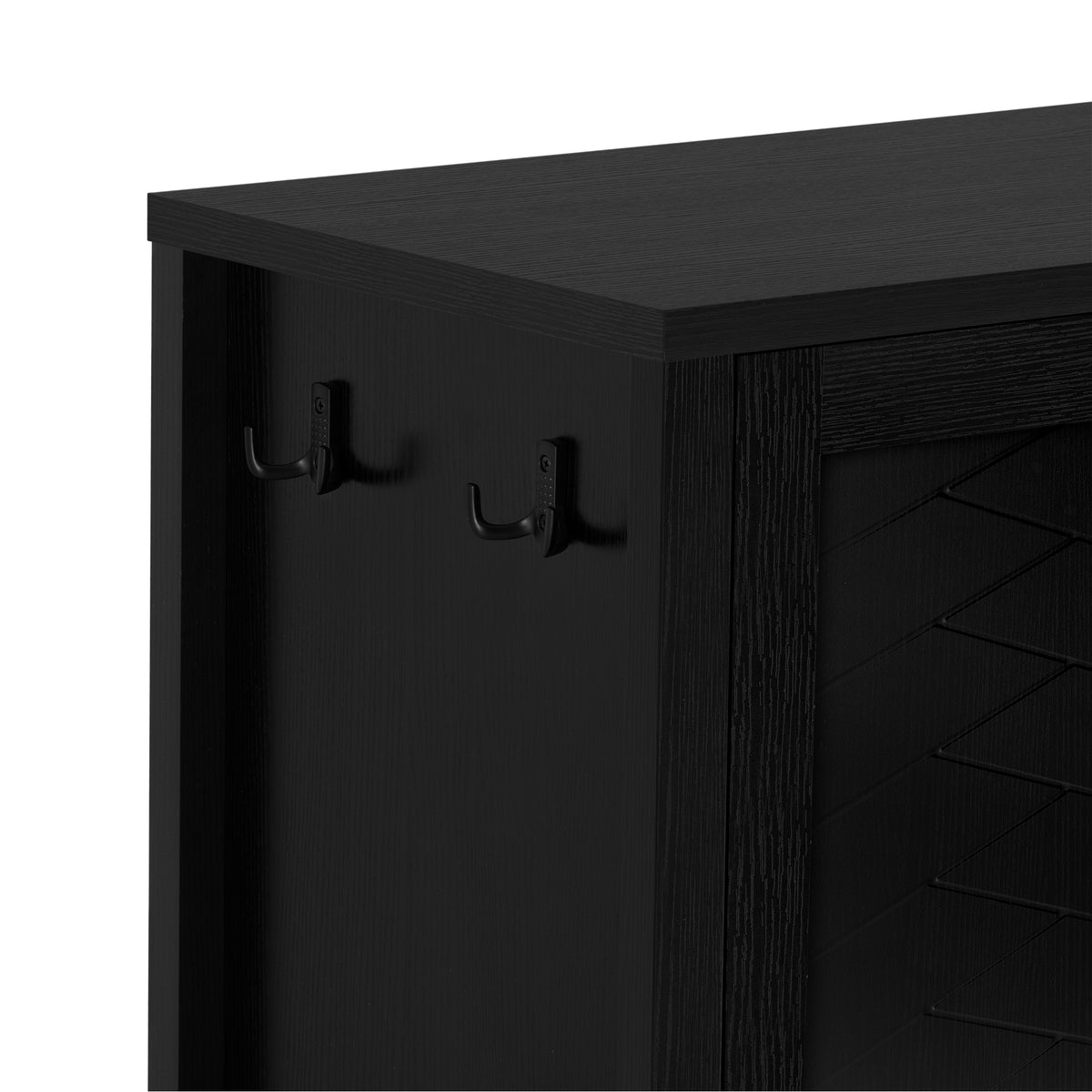 variant-group:rf-n711p345165b|Roomfitters Sideboard Buffet Cabinet with 4 Door Mid-century Modern Geometric Storage and Open Shelf for Kitchen & Dining, Black