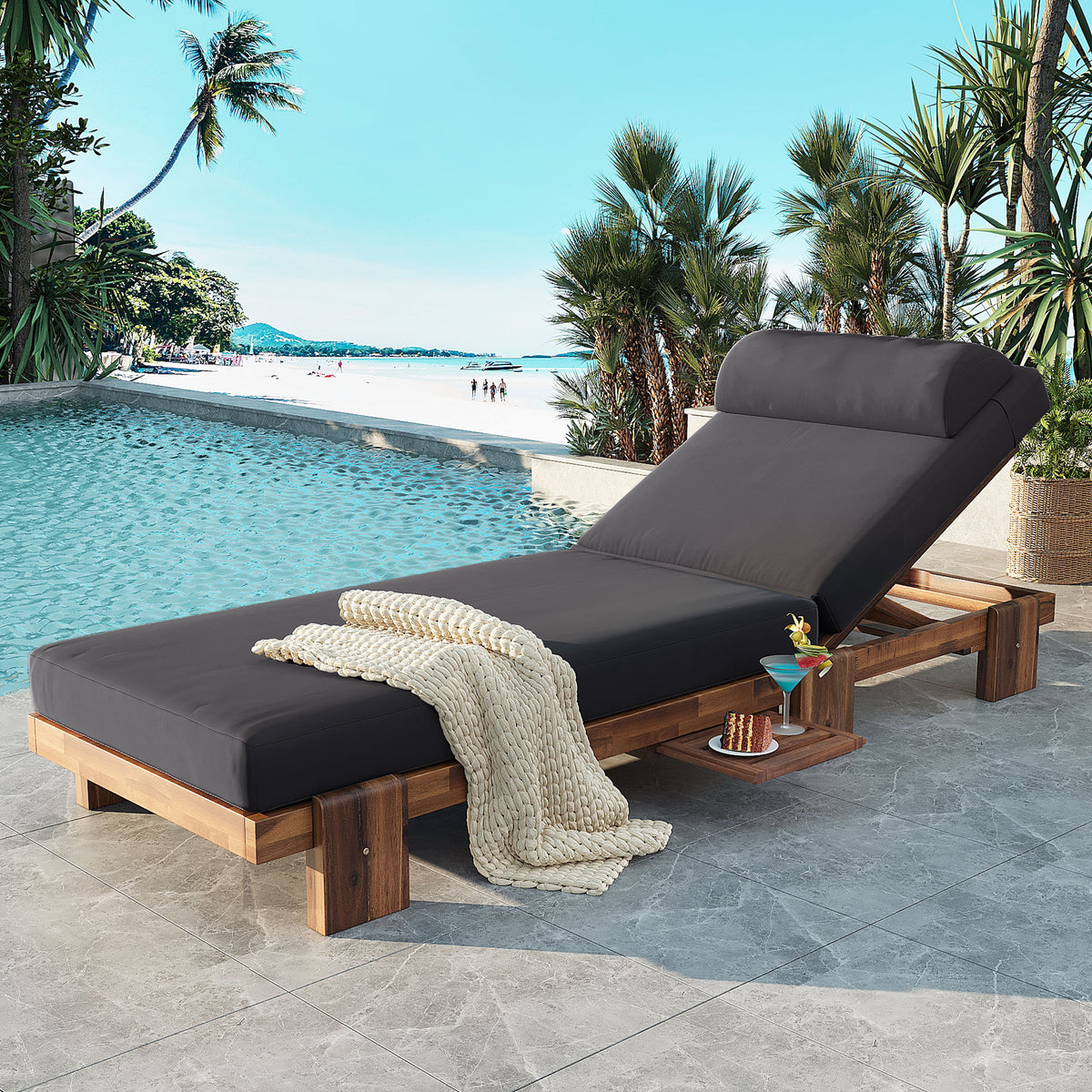 variant-group:rf-n711wy000473aae|Roomfitters 78.8" Outdoor Patio Chaise Lounge Chair with Adjustable Backrest and Side Table for Poolside & Garden, Dark Gray