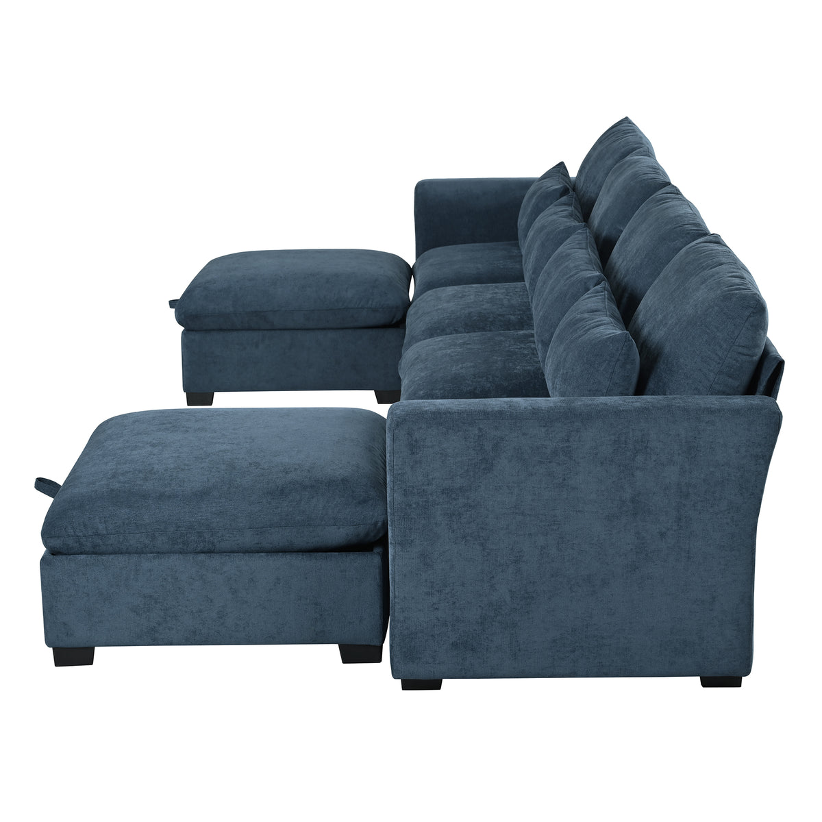 variant-group:rf-n711wy000491aac|Roomfitters 131.3-Inch Modern U-Shaped Sectional Sofa, 6-Seater Linen Blend Couch, 2 Storage Ottomans, Pit Lounge, Dark Blue
