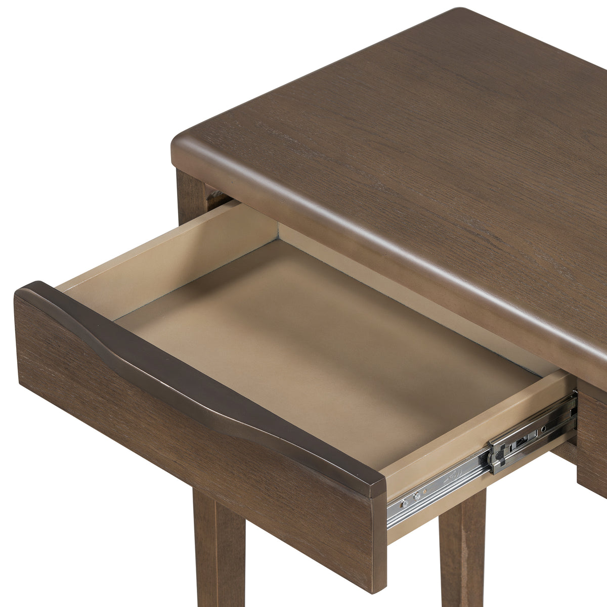 variant-group:rf-n711p401926d|Roomfitters Light Luxury Brown Oak Veneer Console Table with 3 Wavy Curved Drawers and Soft Rounded Corners