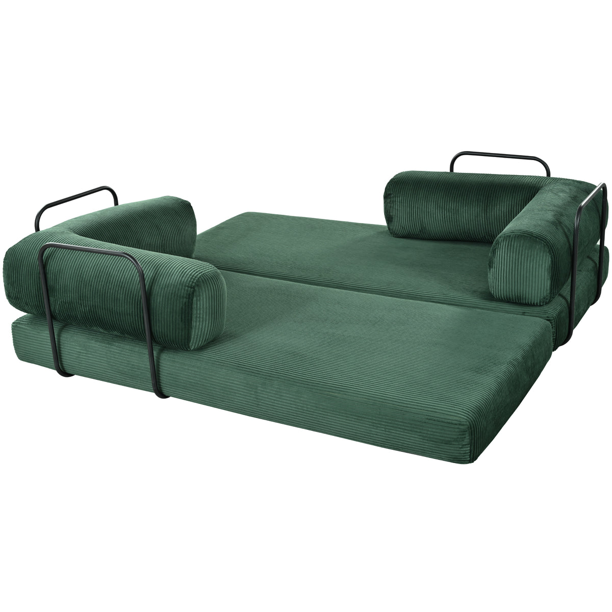 variant-group:rf-n711wy000463aac|Roomfitters Modern L-Shaped Modular Sofa Bed, Corduroy Convertible Sleeper Sectional Couch with Industrial Metal Frame, Green