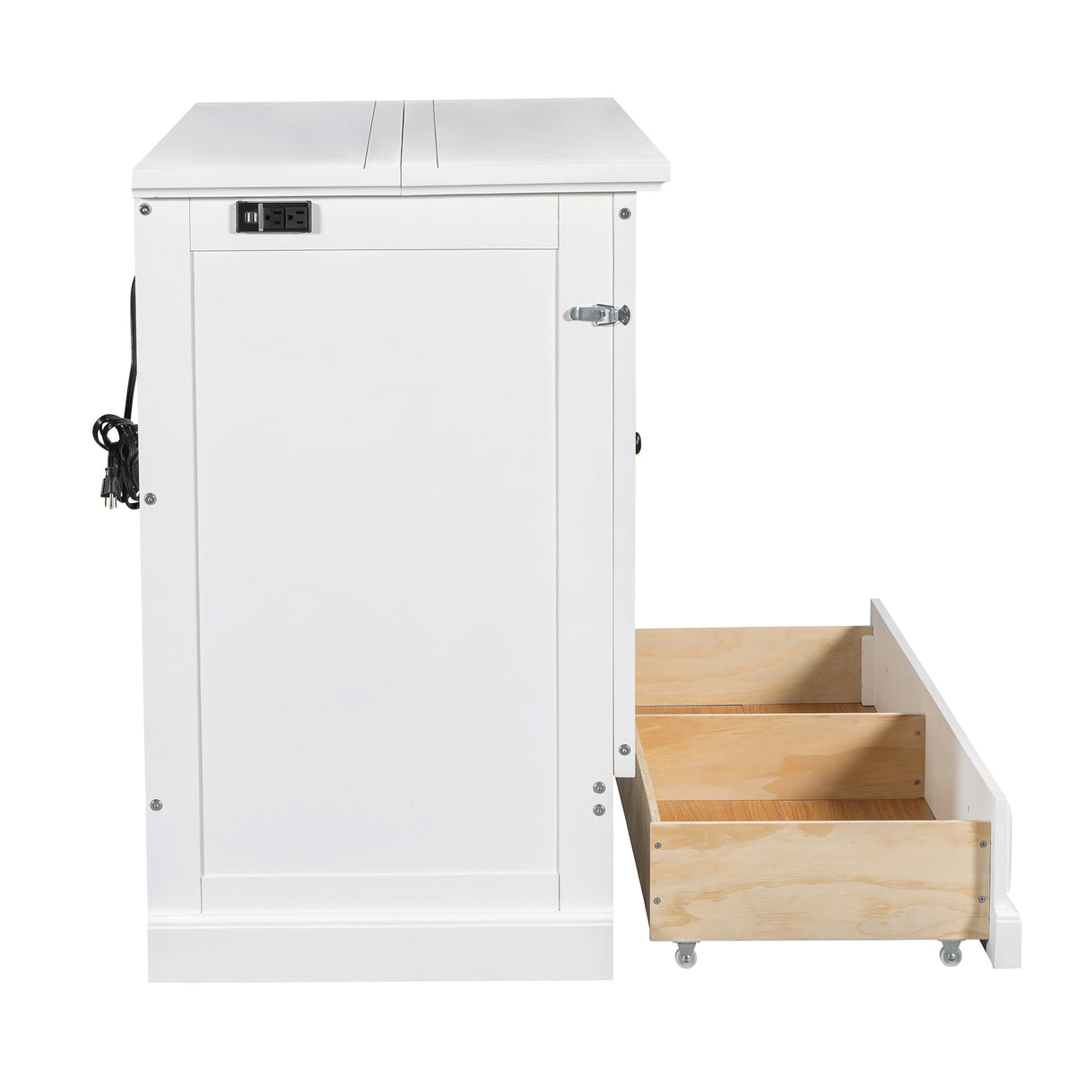 variant-group:rf-n701bs701p170501k|Roomfitters Full Size Murphy Bed Cabinet with Charging Station and Storage Drawer, Freestanding Fold Out Guest Bed, White