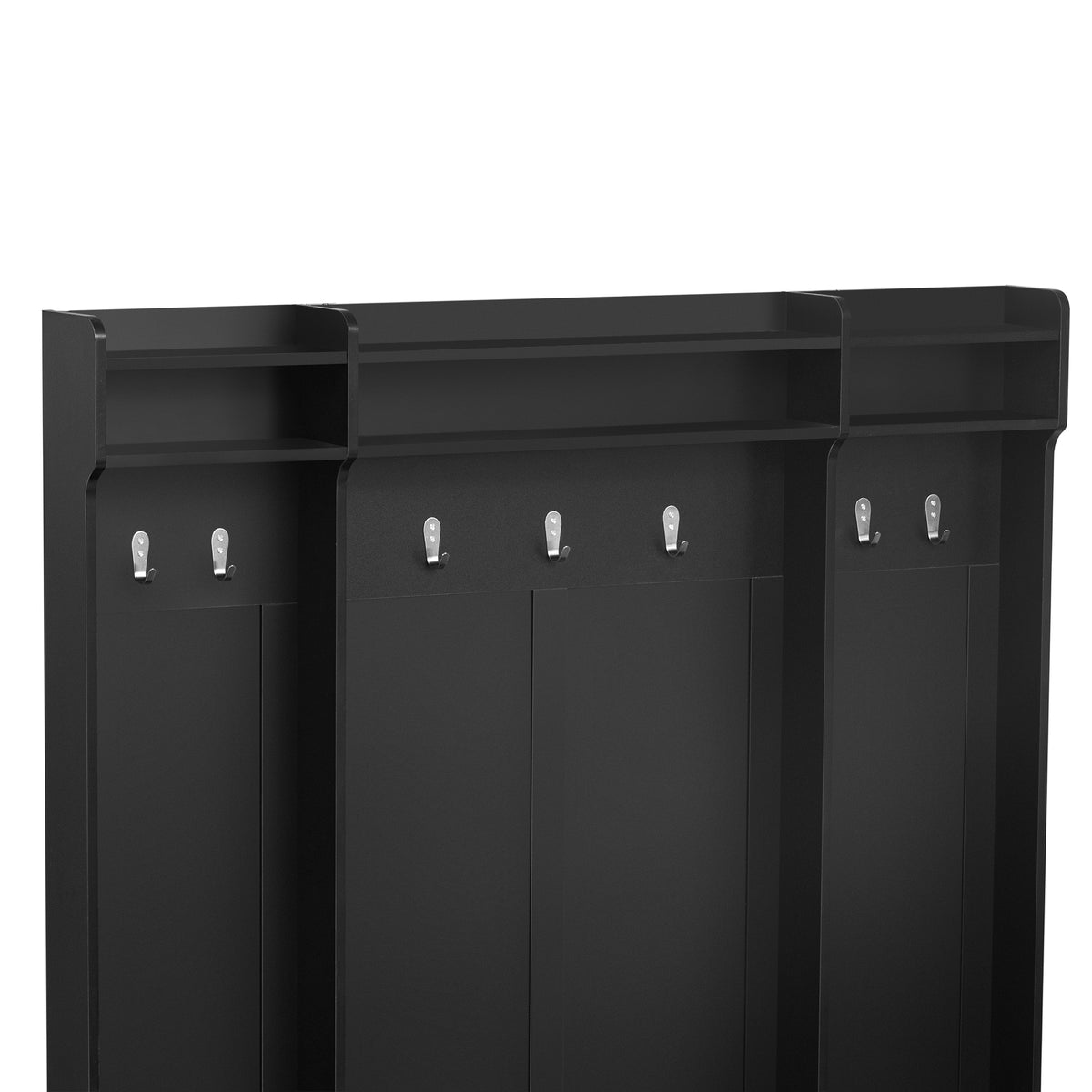 variant-group:rf-n724p235232b|Roomfitters 5-in-1 Entryway Bench with Coat Rack, Hooks, Drawers and Adjustable Shelves, Hall Tree for Hallway or Living Room, Black