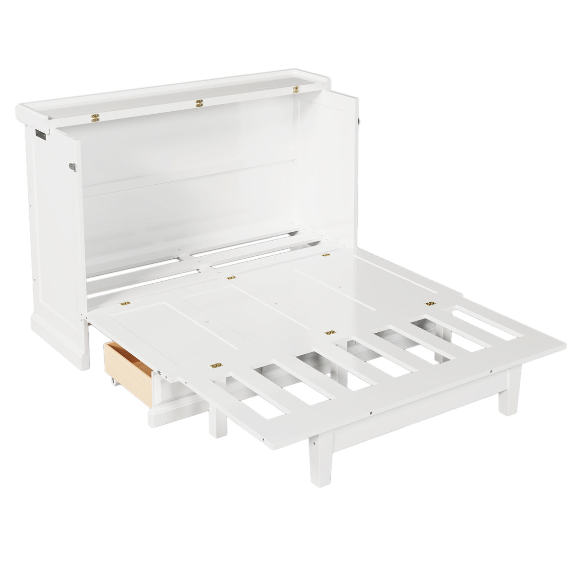 variant-group:rf-n701bs701p170503k|Roomfitters Queen Size Murphy Bed Cabinet with Charging Station and Storage Drawer, Freestanding Fold Out Guest Bed, White