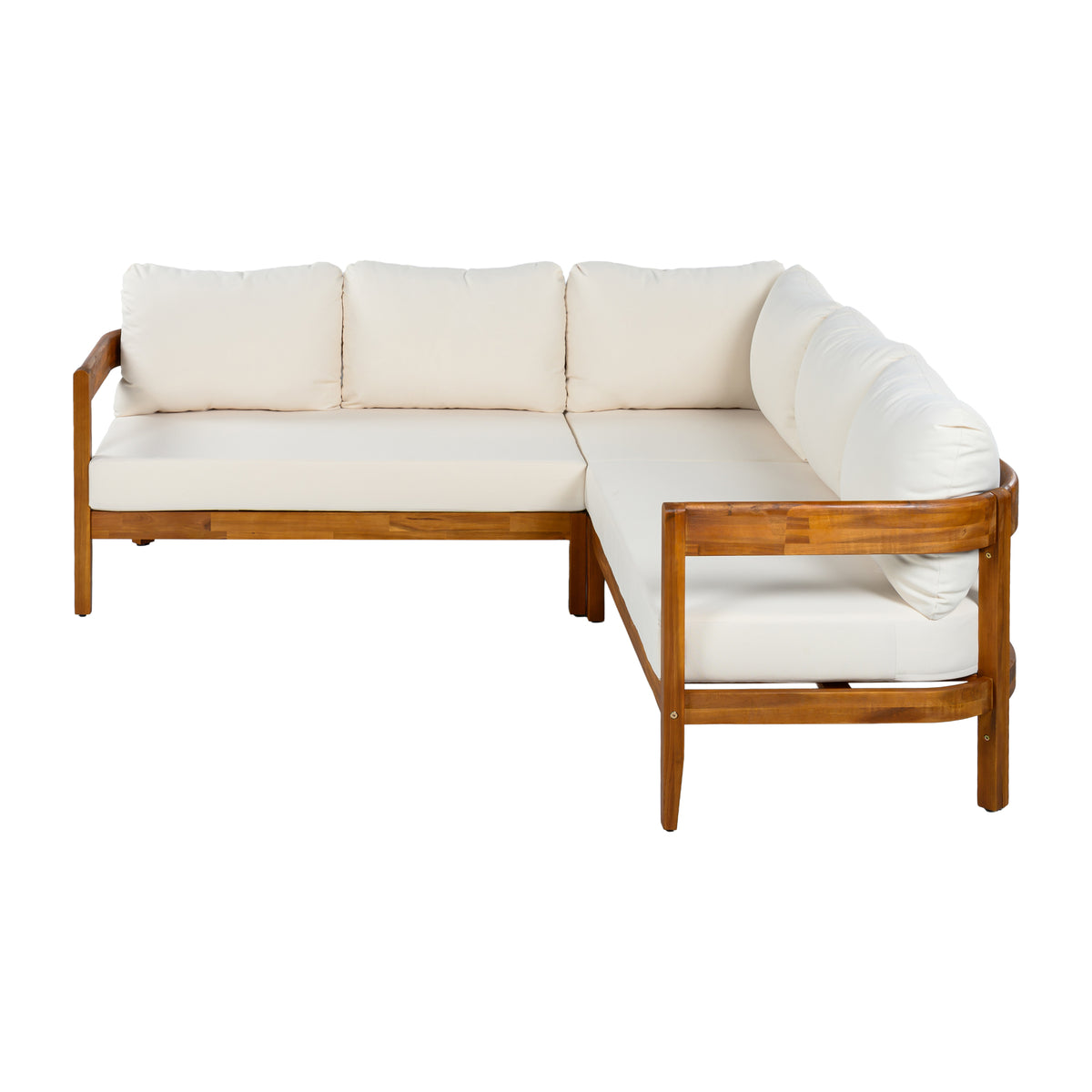 variant-group:rf-n711wy000481aaa|Roomfitters Modern Coastal White Solid Acacia Wood L-Shaped Outdoor Patio Sectional Sofa Conversation Seating Set