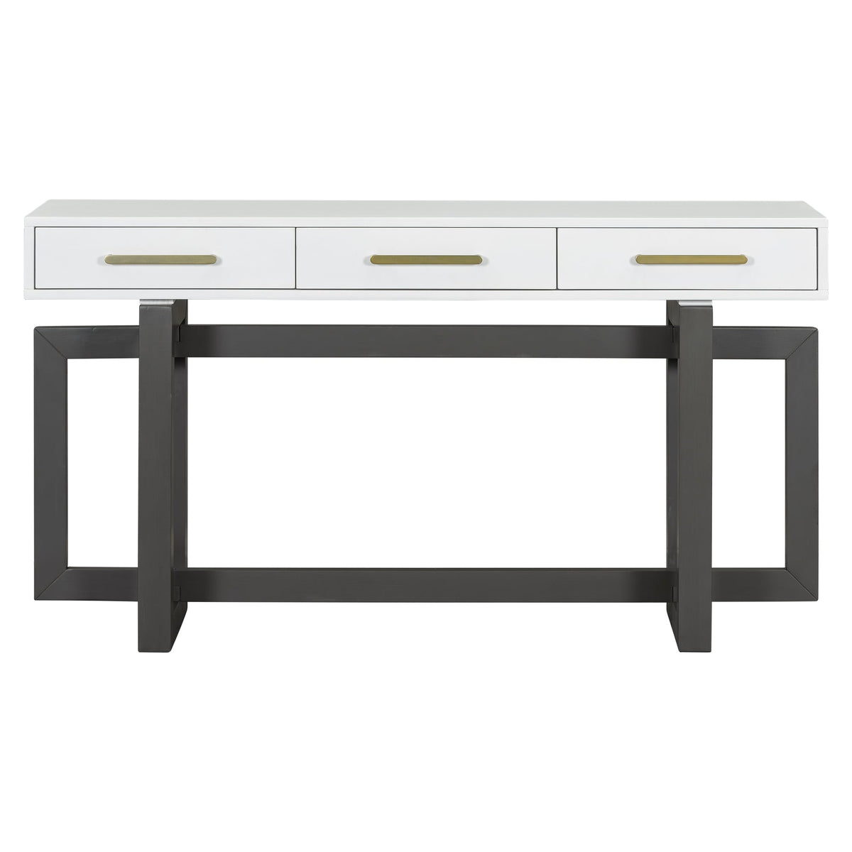 Roomfitters Elegant Console Table with Three Drawers, Extra Long Entryway Table for Entryway, Hallway, Living Room, Grey+White Roomfitters