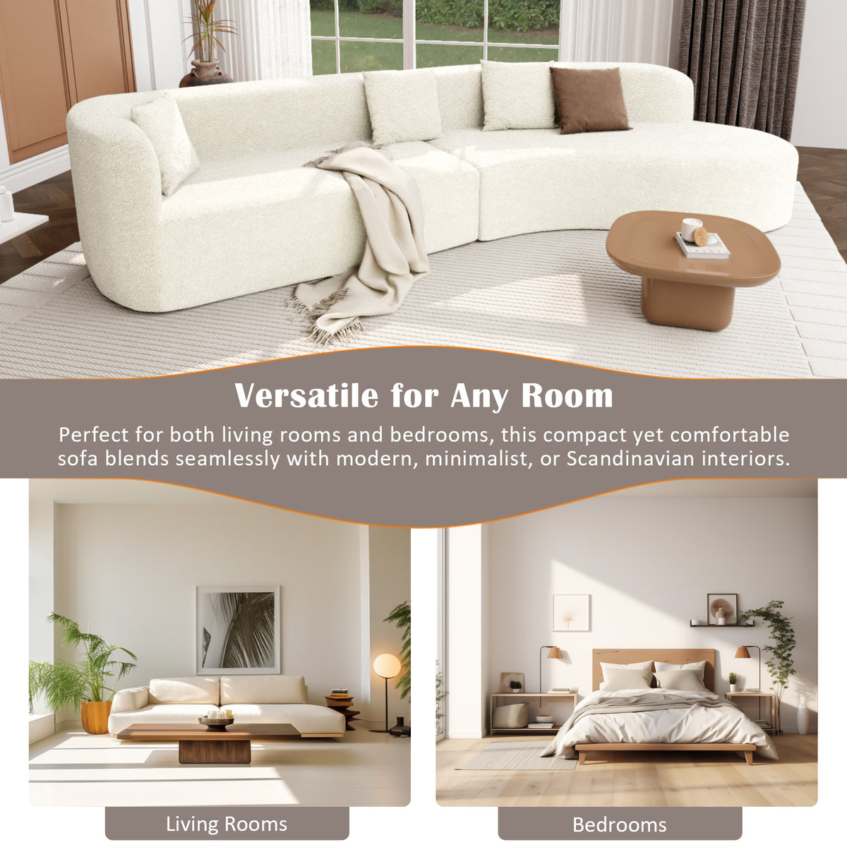 variant-group:rf-n711wy000456aaa|Roomfitters 132" Sectional Sofa, Modern Curved Design L-Shaped Modular Couch for Living Room Furniture, Beige