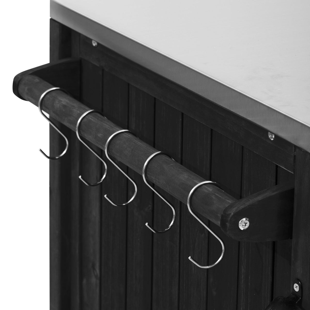 Roomfitters 66.5" Outdoor Grill Cart for Large Big Green Egg & Kamado Joe, Kitchen Island with Stainless Steel Top, Black