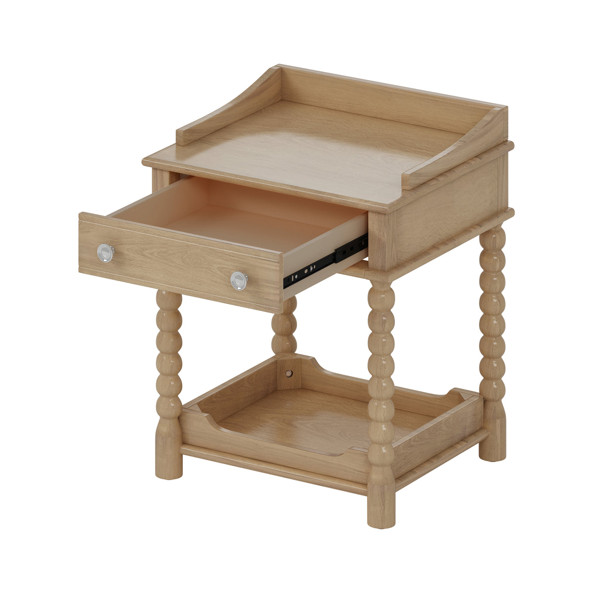 variant-group:rf-n733p206240m|Roomfitters Retro Nightstand Bedside Table with Open Shelf and Storage Compartment, Metal Handle Accent, Natural