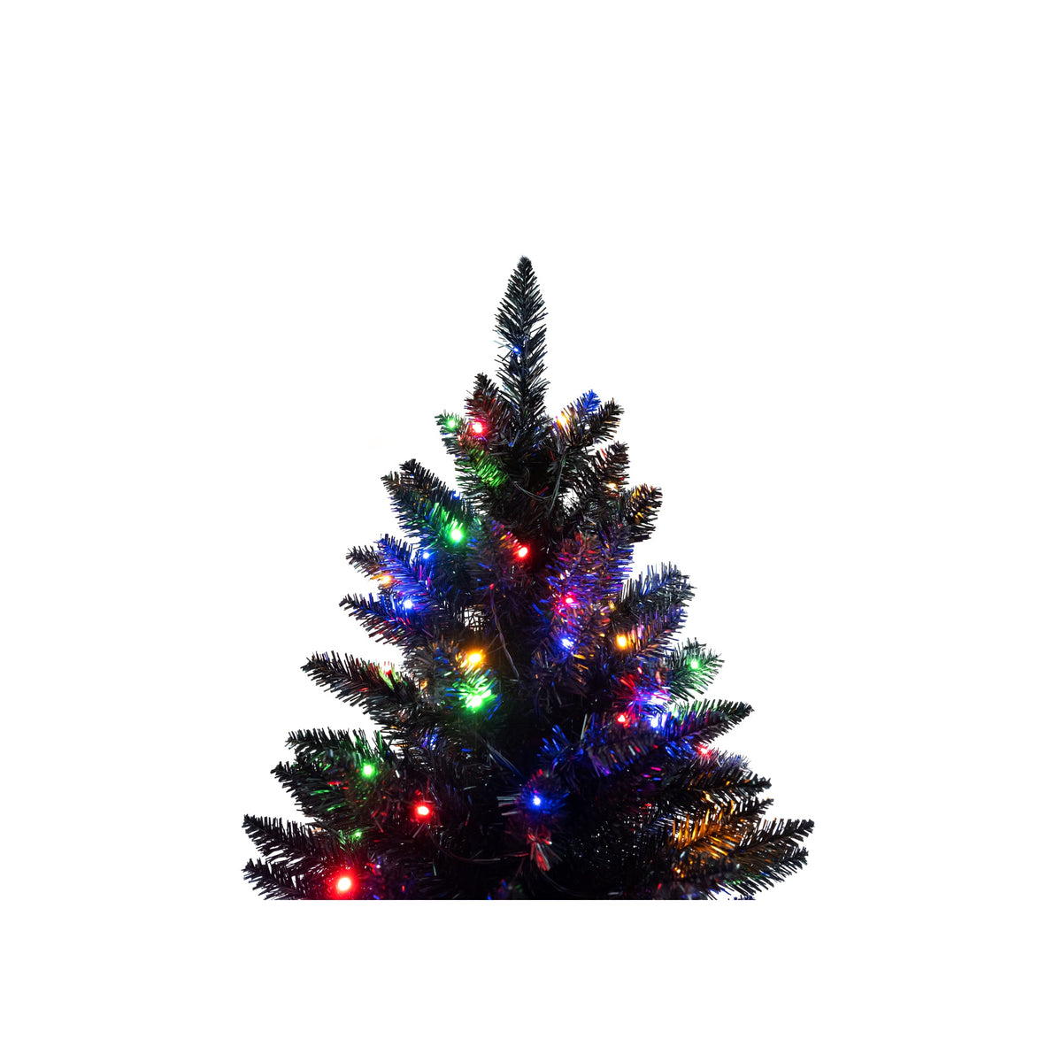 Roomfitters Pre-Lit Black Artificial Christmas Tree 6FT, Hinged Holiday Spruce Tree with 920 Tips and Color-Changing Lights Roomfitters