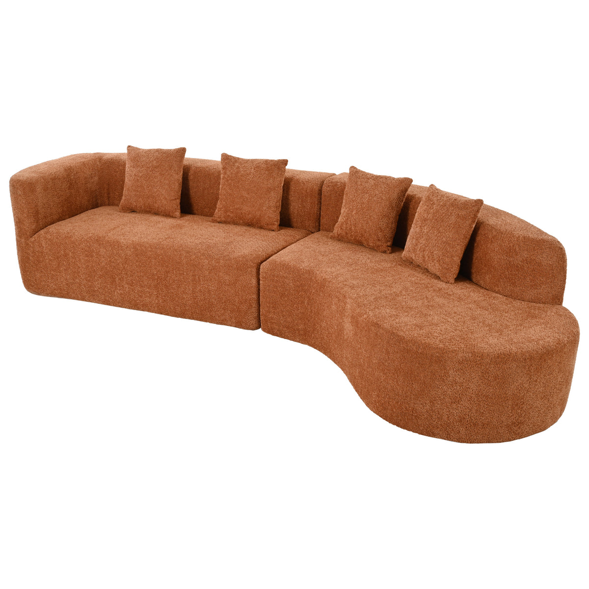variant-group:rf-n711wy000456aao|Roomfitters 132" Sectional Sofa, Modern Curved Design L-Shaped Modular Couch for Living Room Furniture, Orange