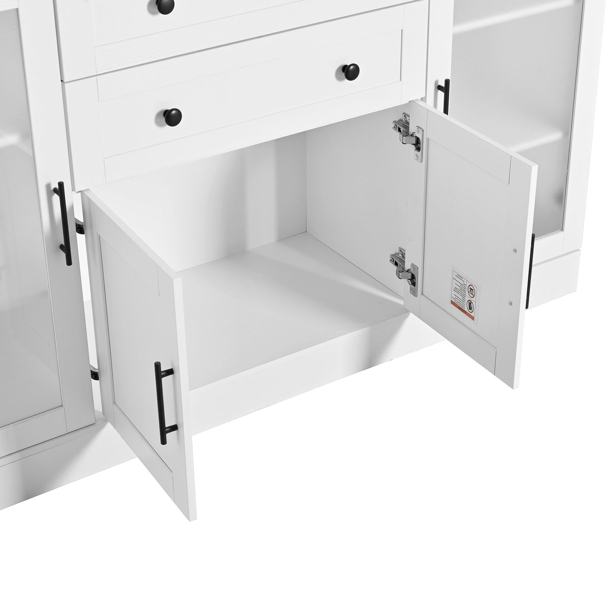 variant-group:rf-n711p437648k|Roomfitters Contemporary White Melamine MDF Buffet Sideboard Storage Cabinet Acrylic Doors Dining Room Kitchen Console