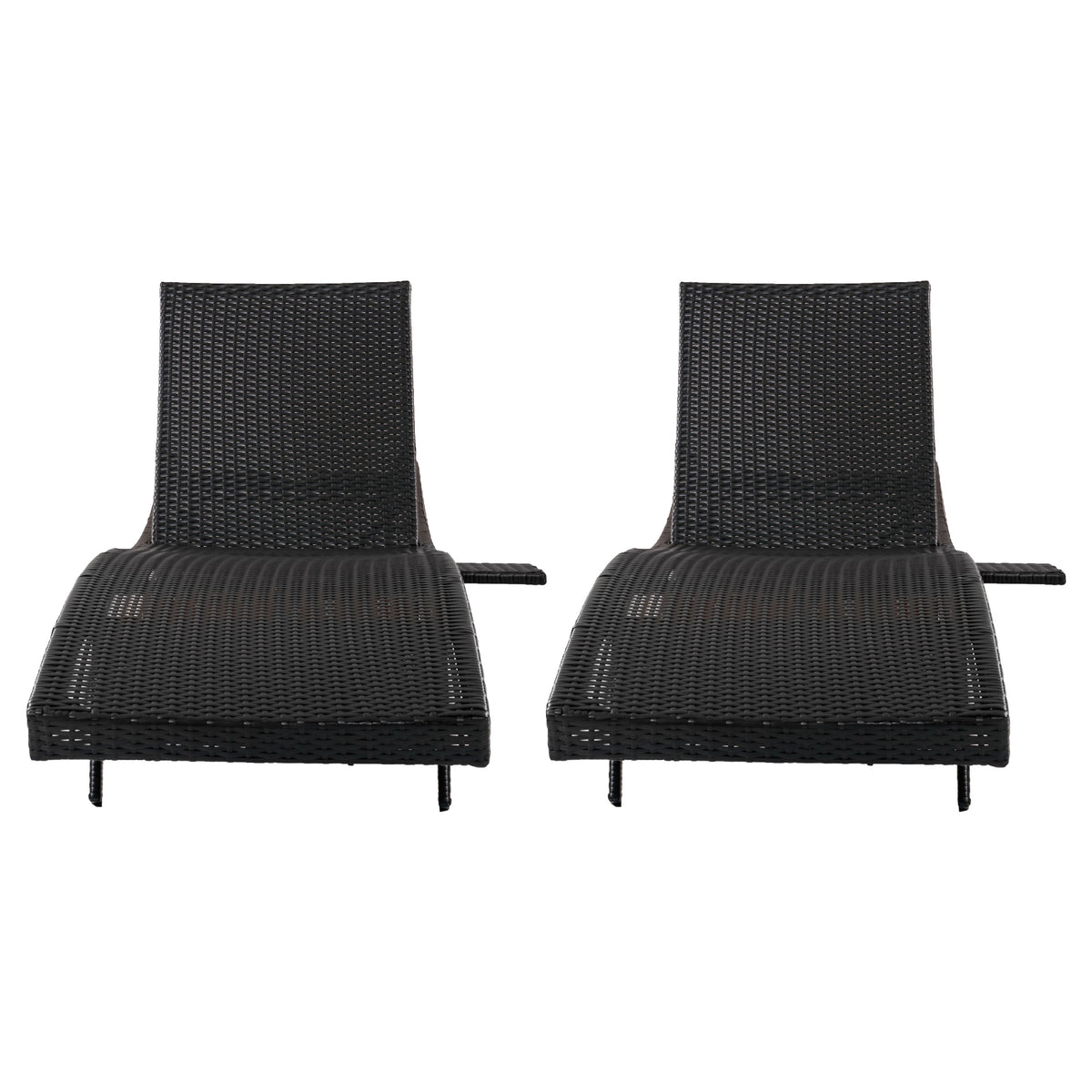 variant-group:rf-n707p395515d|Roomfitters 80"W Patio Chaise Lounge Chairs Set of 2 with Wheels, Folding Table, Adjustable Rattan Loungers, Black & Brown