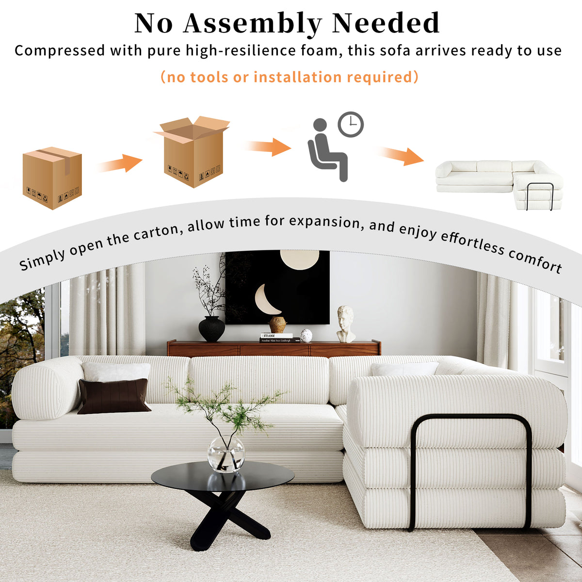 variant-group:rf-n711wy000448aaa|Roomfitters L-Shaped Modular Sectional Sofa in Corduroy Fabric, Modern Couch for Living Room and Apartment, Beige