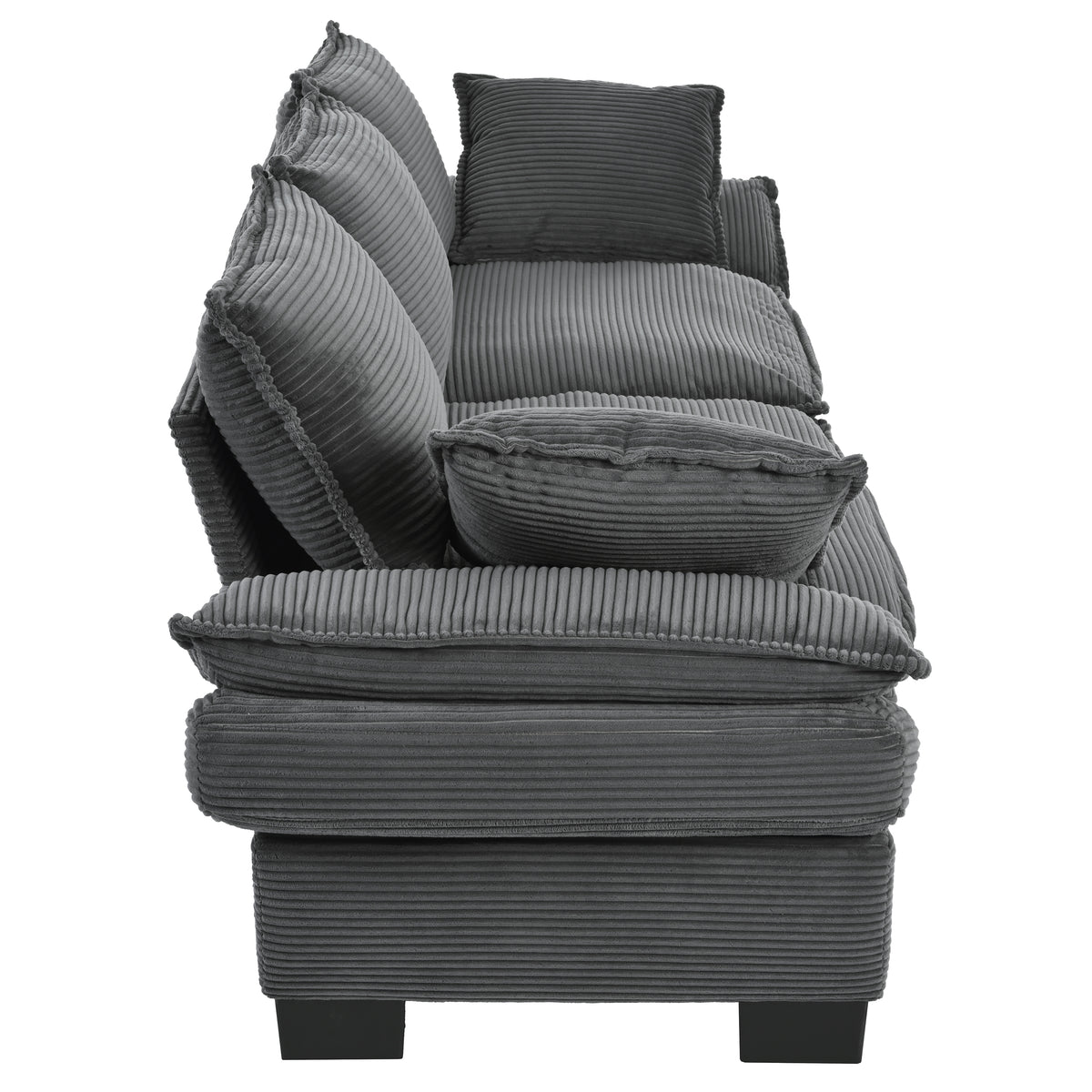 variant-group:rf-n711p192059e|Roomfitters 85.4" Modern Curved Sofa, Back Upholstered Couch with 2 Decorative Throw Pillows, Corduroy Fabric Couch for Living Room, Bedroom, Apartment, Gray