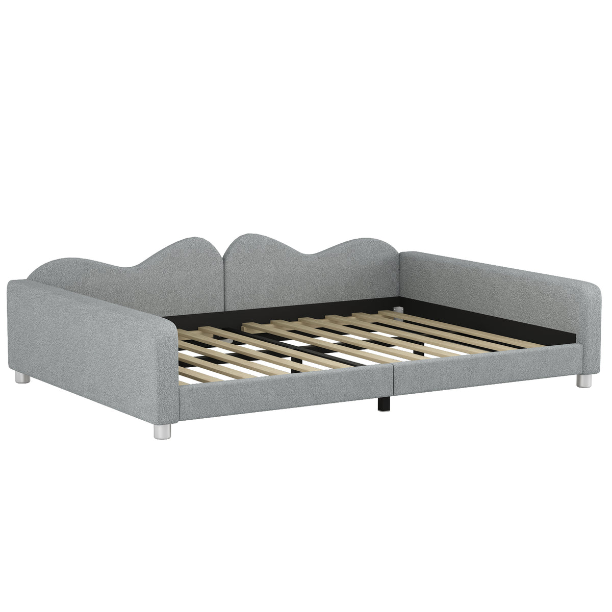 variant-group:rf-n733p234605e|Roomfitters Full Size Upholstered Daybed, Sherpa Fabric Sofa Bed with Cloud-Shaped Backrest, Sturdy and Stylish Design, No Box Spring Needed, Gray