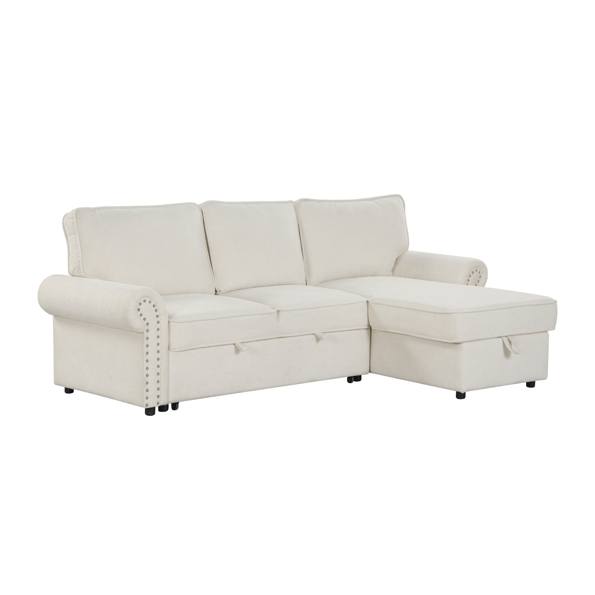 variant-group:rf-n711wy000466aaa|Roomfitters 95" Convertible Sectional Sleeper Sofa L-Shaped Couch with Storage Chaise and Pull Out Bed for Living Room, Beige