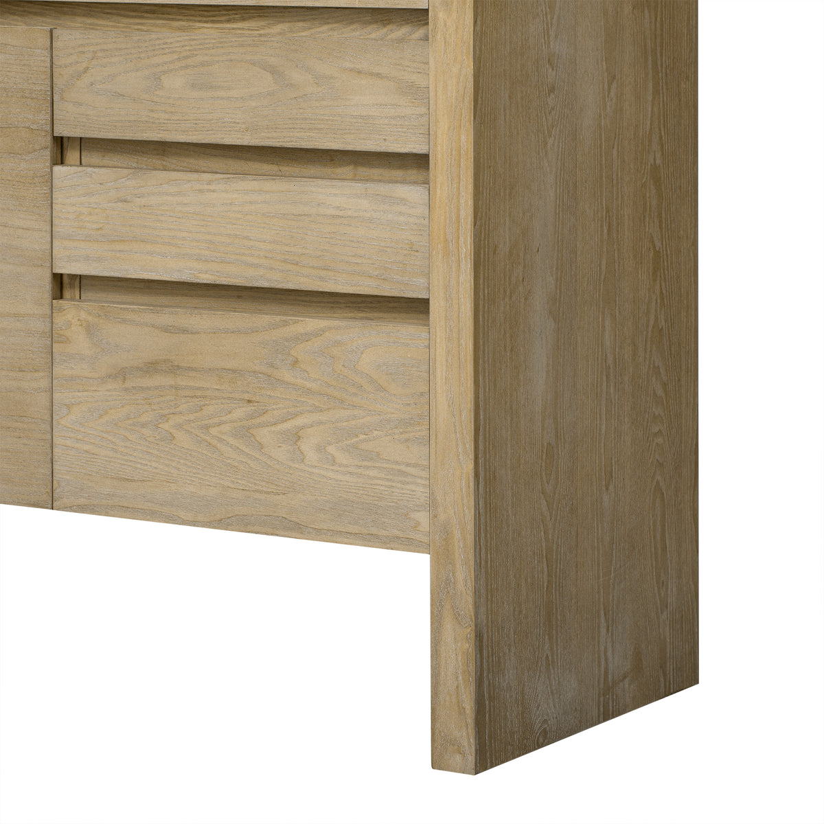 variant-group:rf-n711p289141o|Roomfitters 60" Modern Solid Wood Veneer Sideboard with 3 Doors & 3 Drawers, Open Shelf & Cable Cutout, Large Storage Cabinet for Dining, Hallway, Living Room, Natural