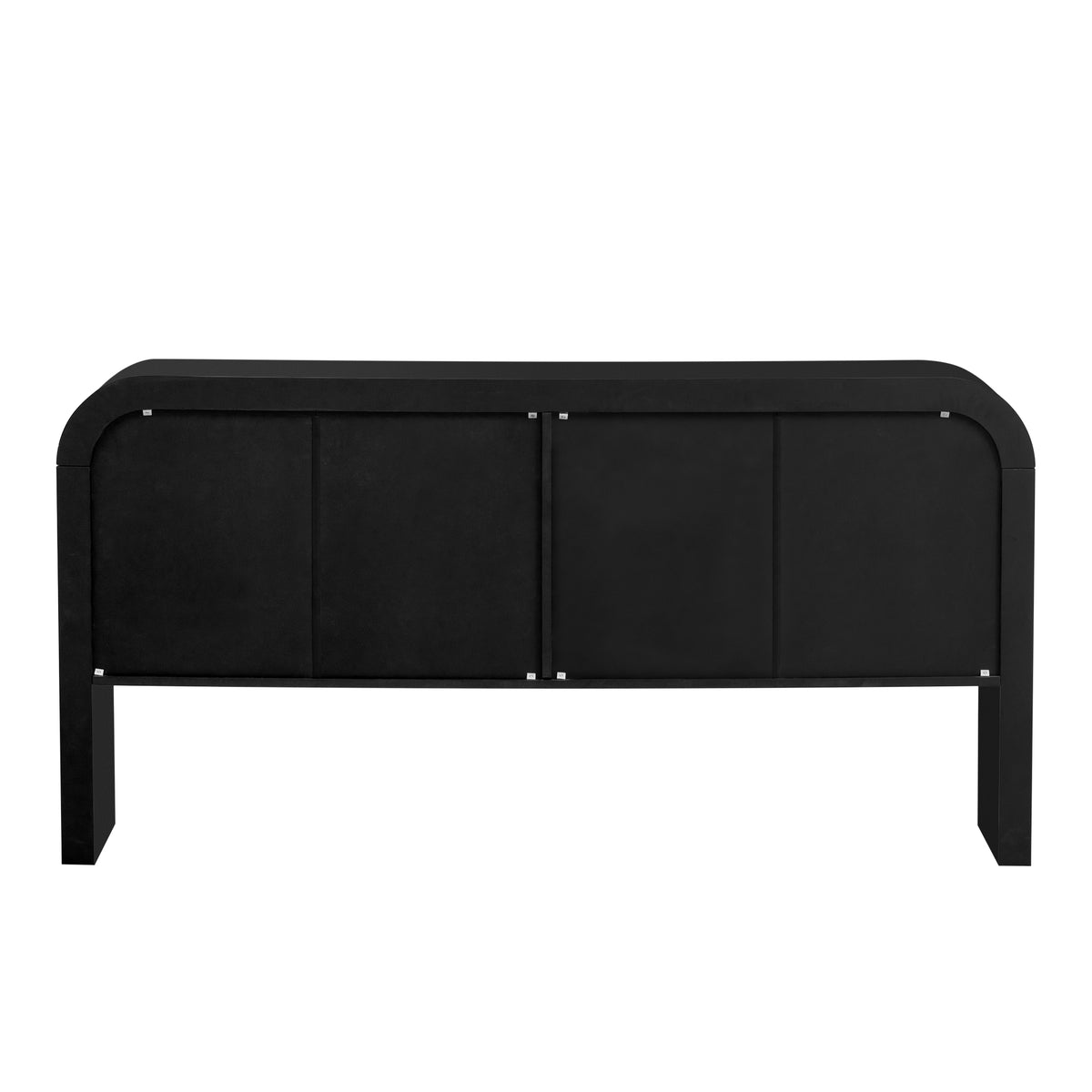 variant-group:rf-n711p415846b|Roomfitters Modern Rustic Black Curved Wave Pattern Console Table with Adjustable Storage Shelf and Elegant Wooden Handles