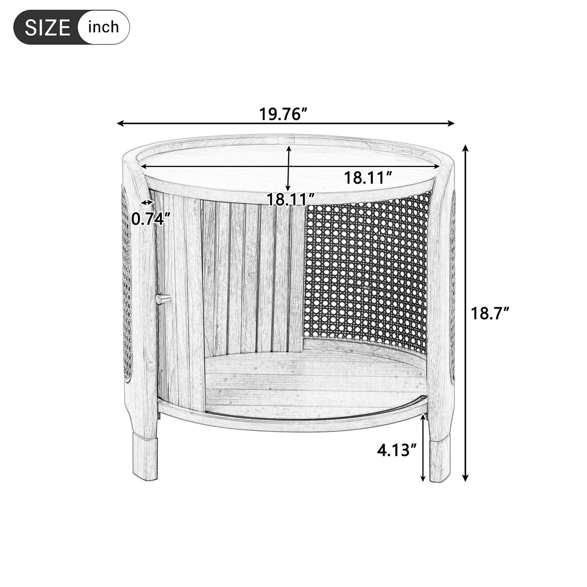 Roomfitters Modern Round Rotating Coffee Table with Woven PE Rattan Details, Antique Brown Roomfitters