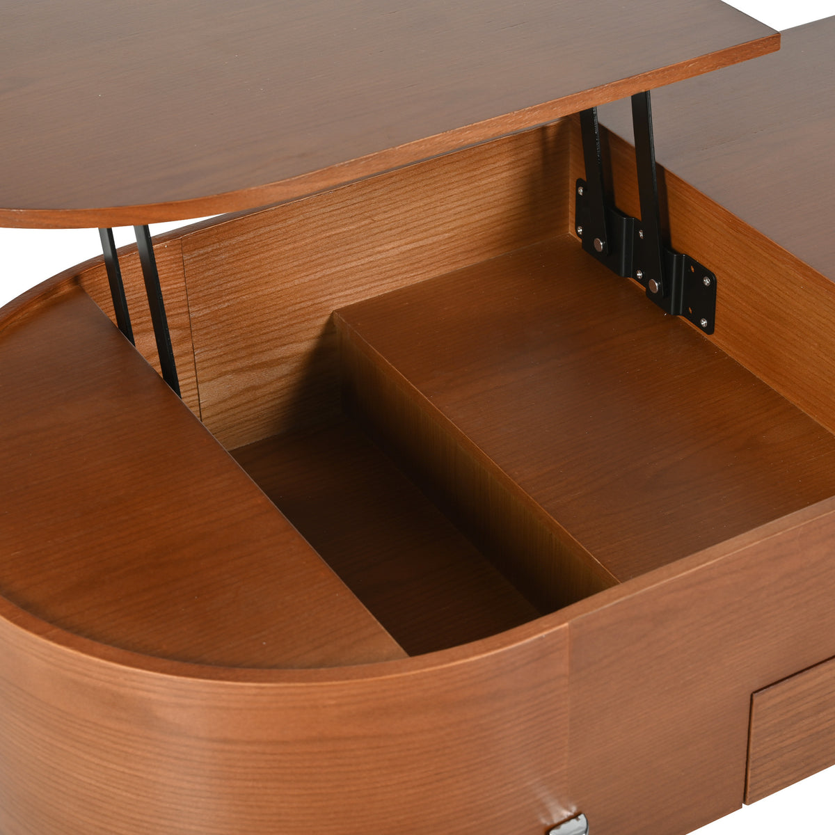 variant-group:rf-n724p228920d|Roomfitters Lift Top Oval Coffee Table with Rotating Marble Tray and Hidden Compartment, Brown