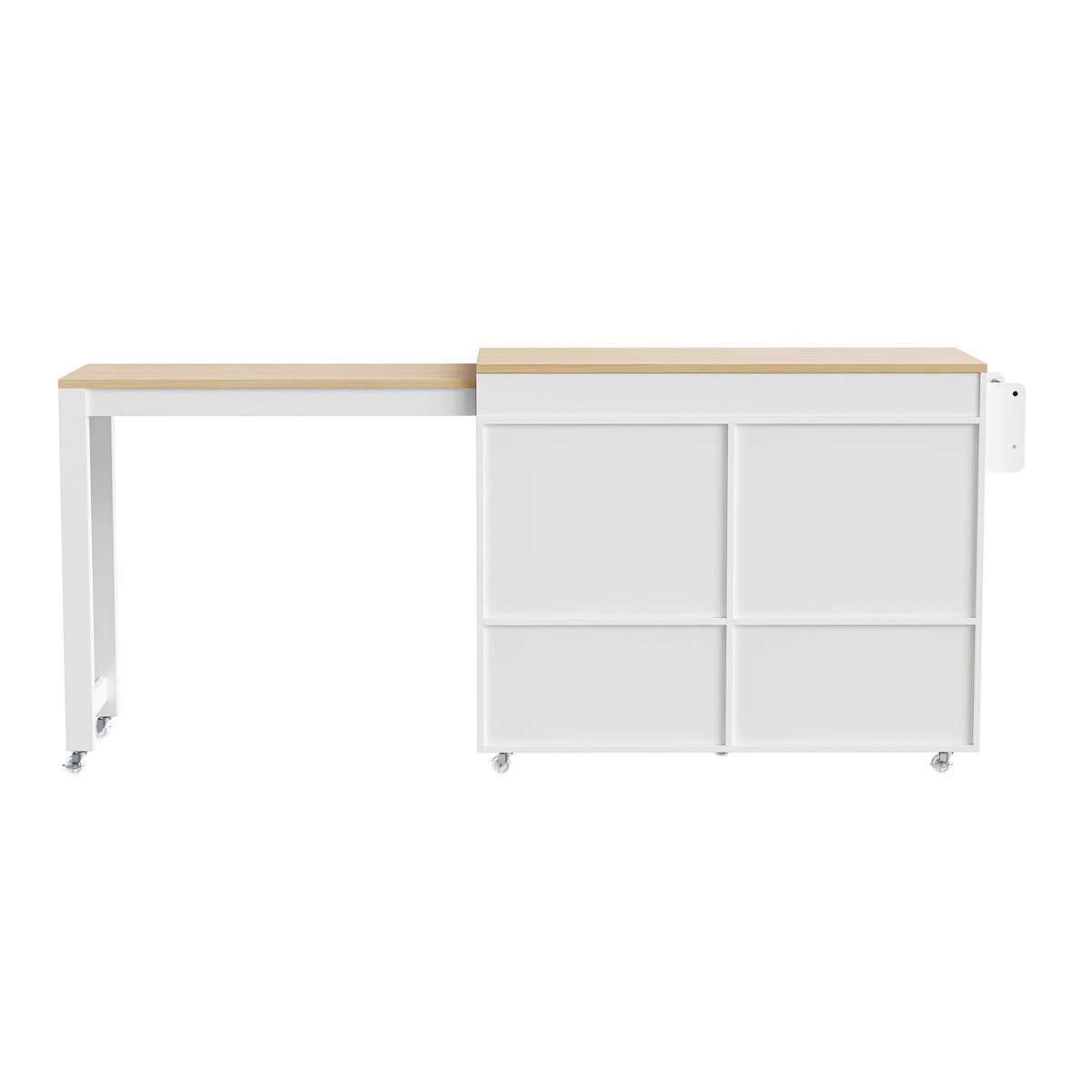 variant-group:rf-n707s000009w|Roomfitters 74.5" Kitchen Island with Extendable Table, Rolling Cart with Spice Rack, Storage Cabinet, White