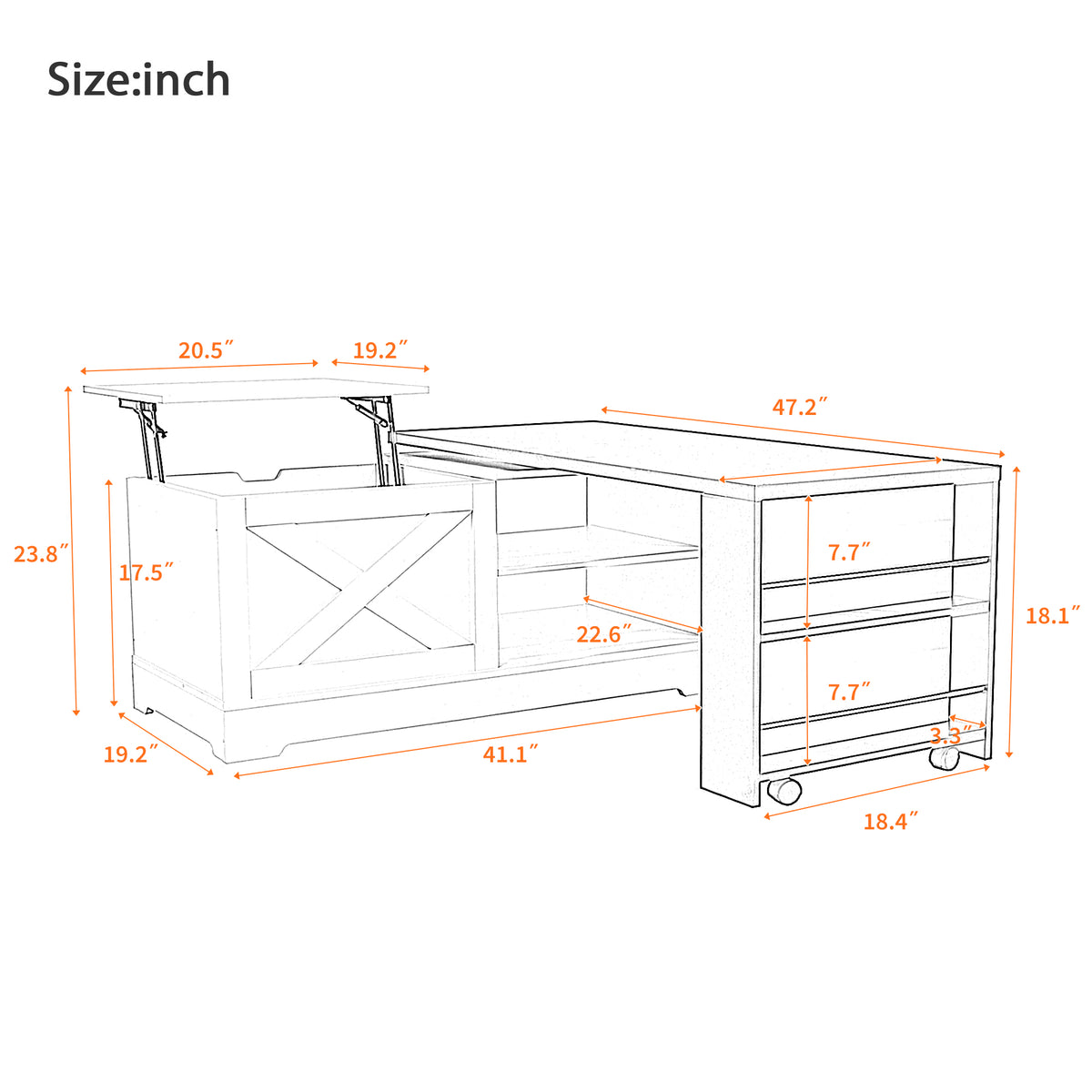 variant-group:rf-n724p351732k|Roomfitters Farmhouse Lift Top Coffee Table with Barn Doors and Outlets, White & Black