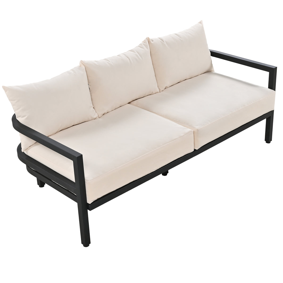 variant-group:rf-n711wy000470aaa|Roomfitters 4-Piece Outdoor Steel Sofa Set with Coffee Table, 3-Seater Couch and 2 Armchairs for Patio Garden, Beige
