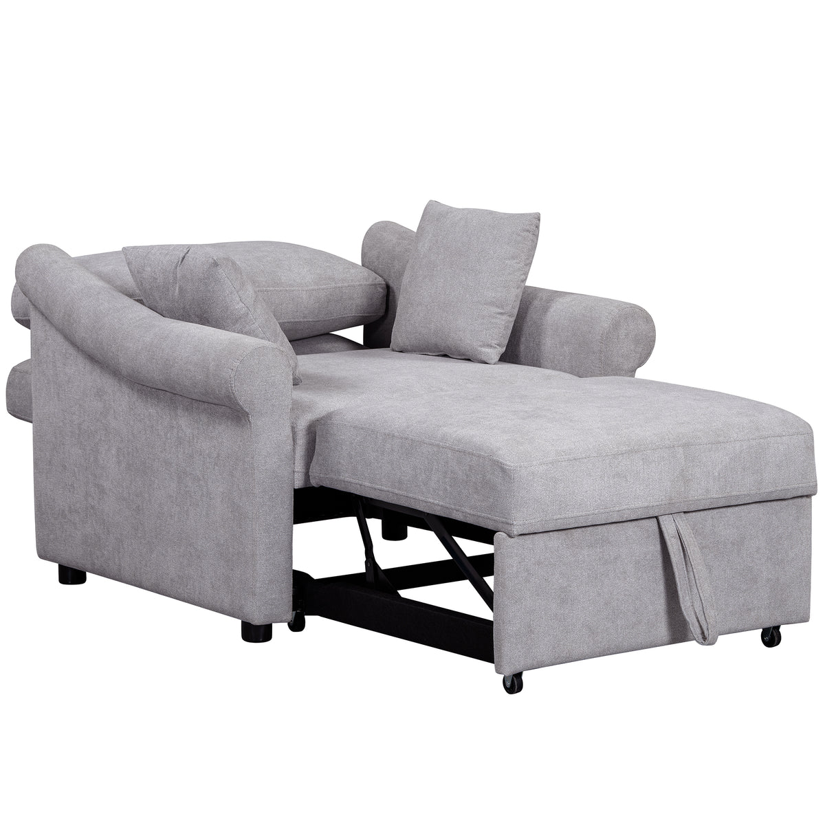 variant-group:rf-n701bs701p468429e|Roomfitters Chenille Convertible Sleeper Chair, 3 in 1 Single Sofa Bed Lounger, Adjustable Backrest Pull Out Bed, Gray