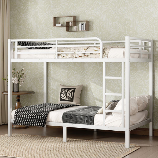 Roomfitters Metal Twin XL/Full Over Twin XL/Full Bunk Bed Frame with Ladder & Safety Rail, Heavy-Duty Space-Saving Design